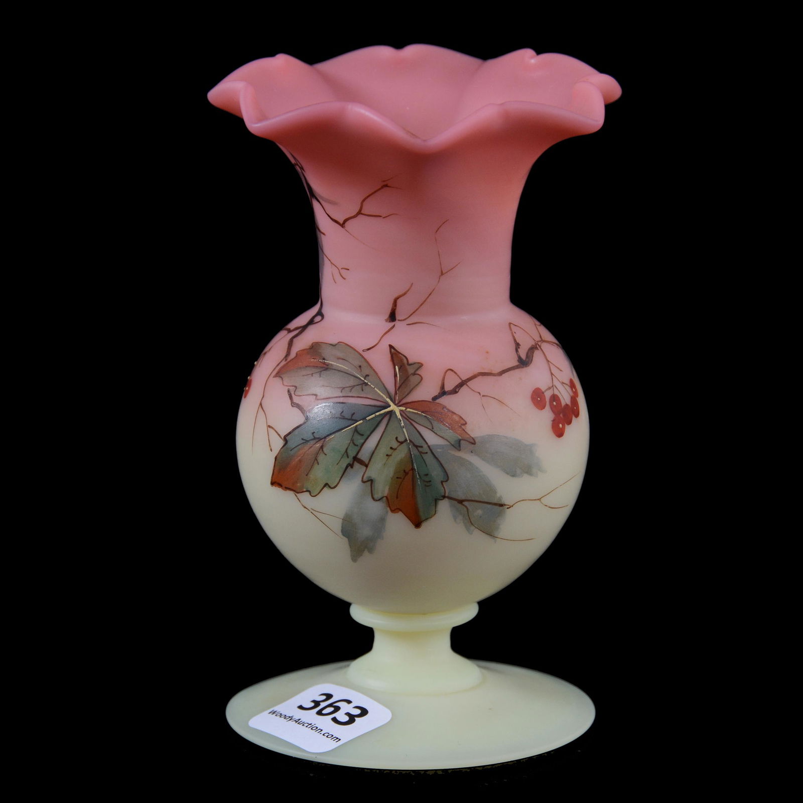Pedestal Vase Marked Queens Burmese By Webb Art Glass (1 of 3)
