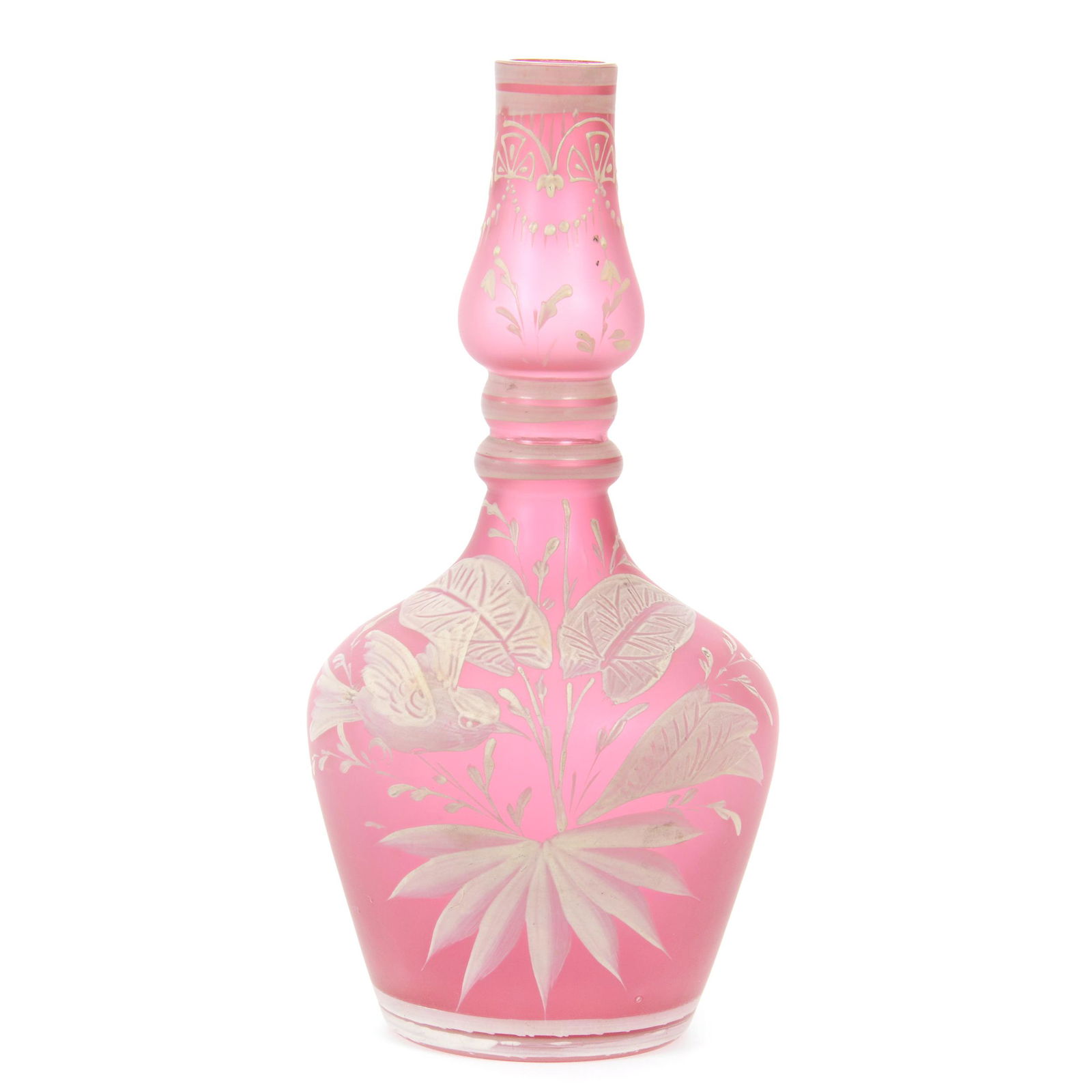 Vase, Pink Frosted Satin Florentine Cameo Art Glass (1 of 3)