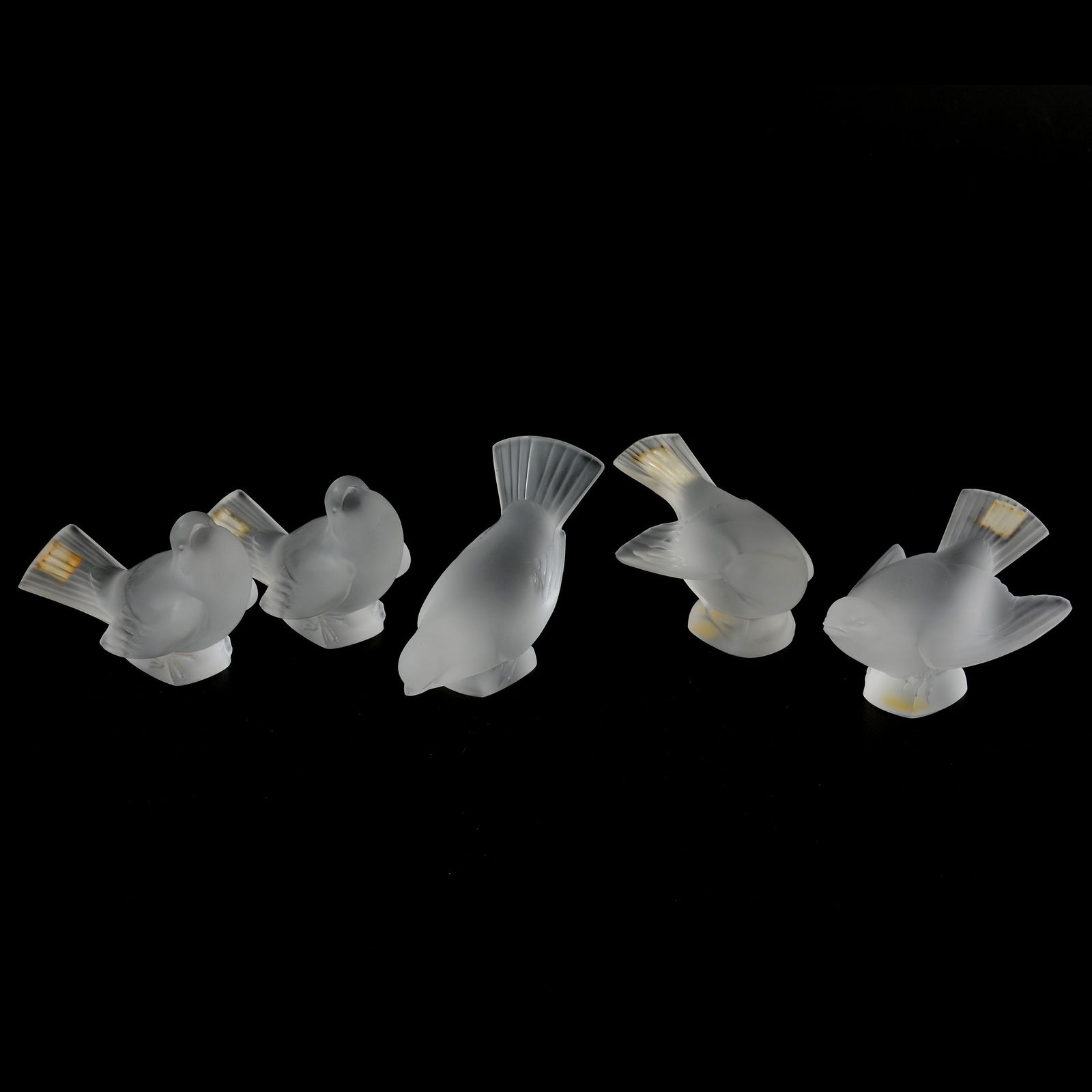 (5) Bird Paperweights Signed Lalique France Art Glass (1 of 4)