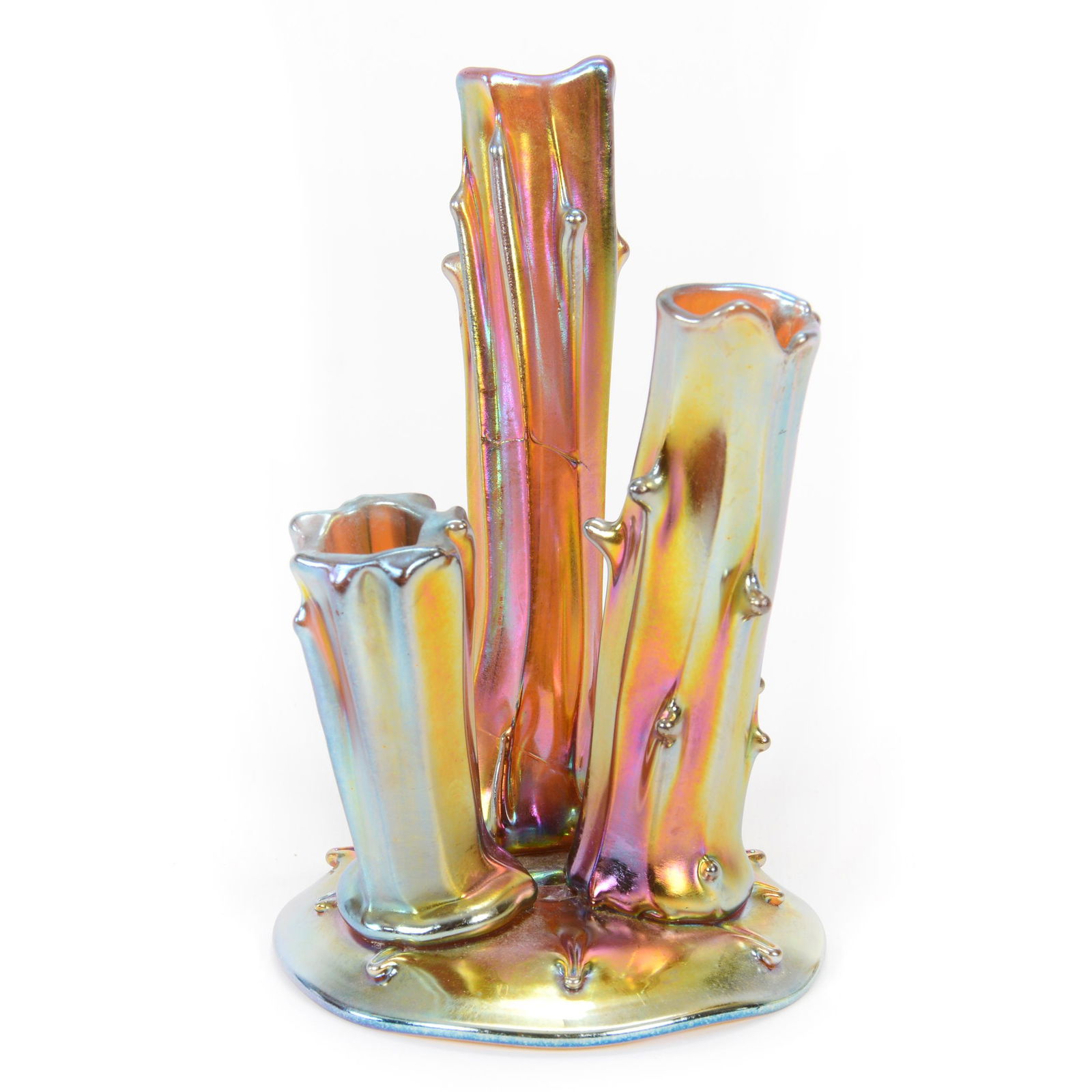 Tree Trunk Vase Signed Steuben Aurene Art Glass (1 of 3)