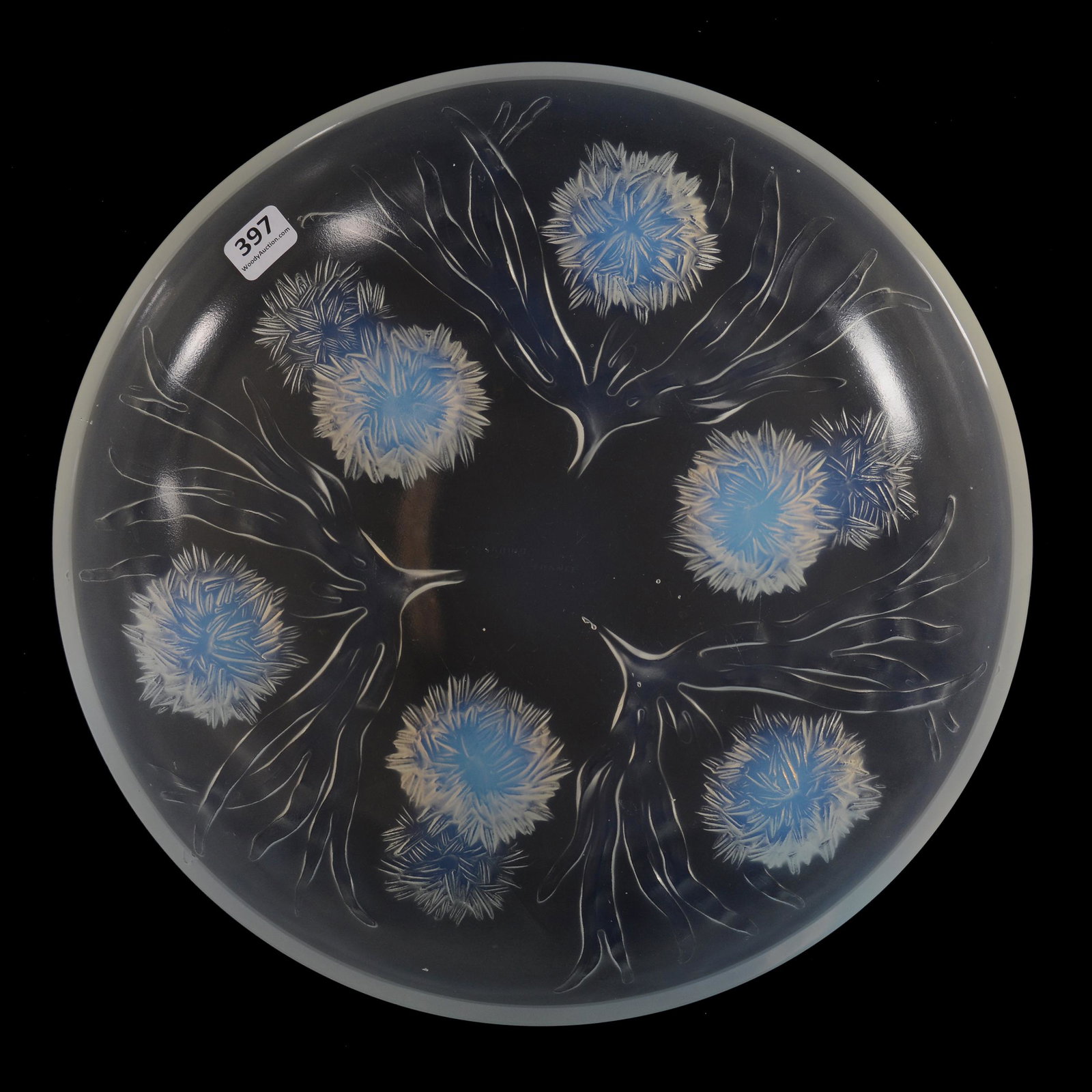Bowl Marked Sabino France Art Glass: Bowl Marked Sabino France Art Glass, 3" X 11.75", Les Oursins Design, Underwater Sea Life, Private Collection, IL.