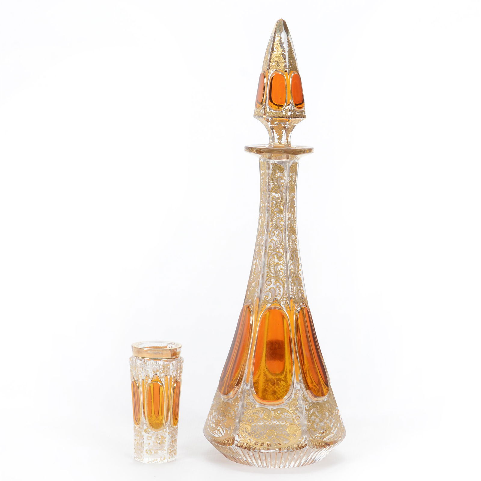 Decanter Set, Unmarked Moser Art Glass (1 of 3)