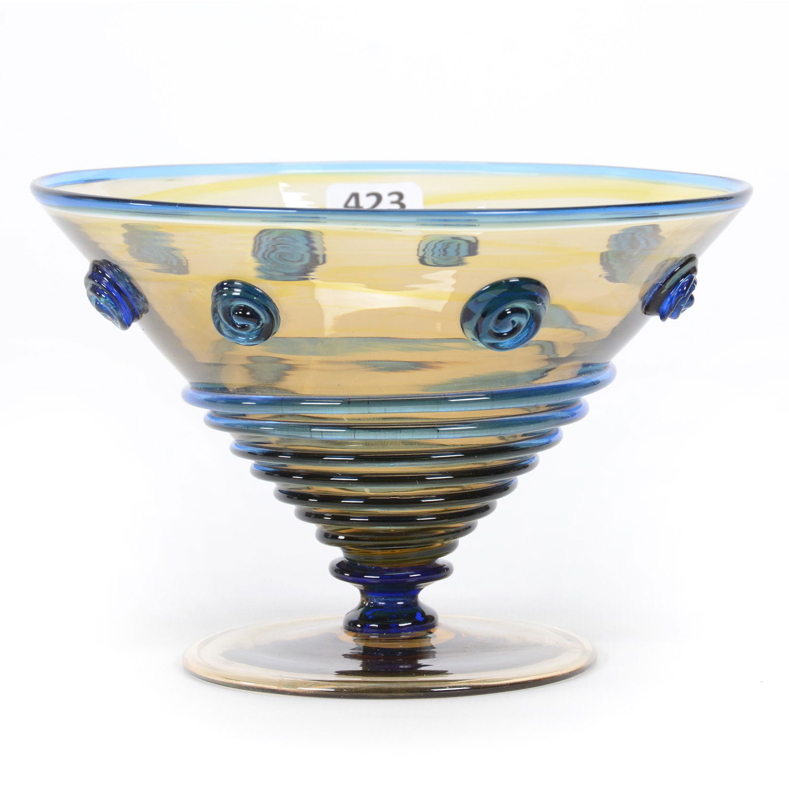 Pedestal Bowl, Unsigned Steuben Art Glass (1 of 3)