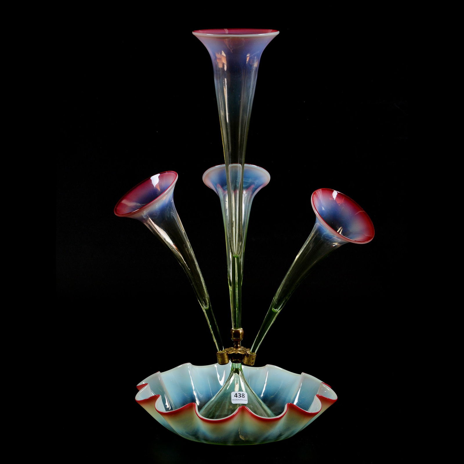 Victorian Four Lily Art Glass Epergne (1 of 3)