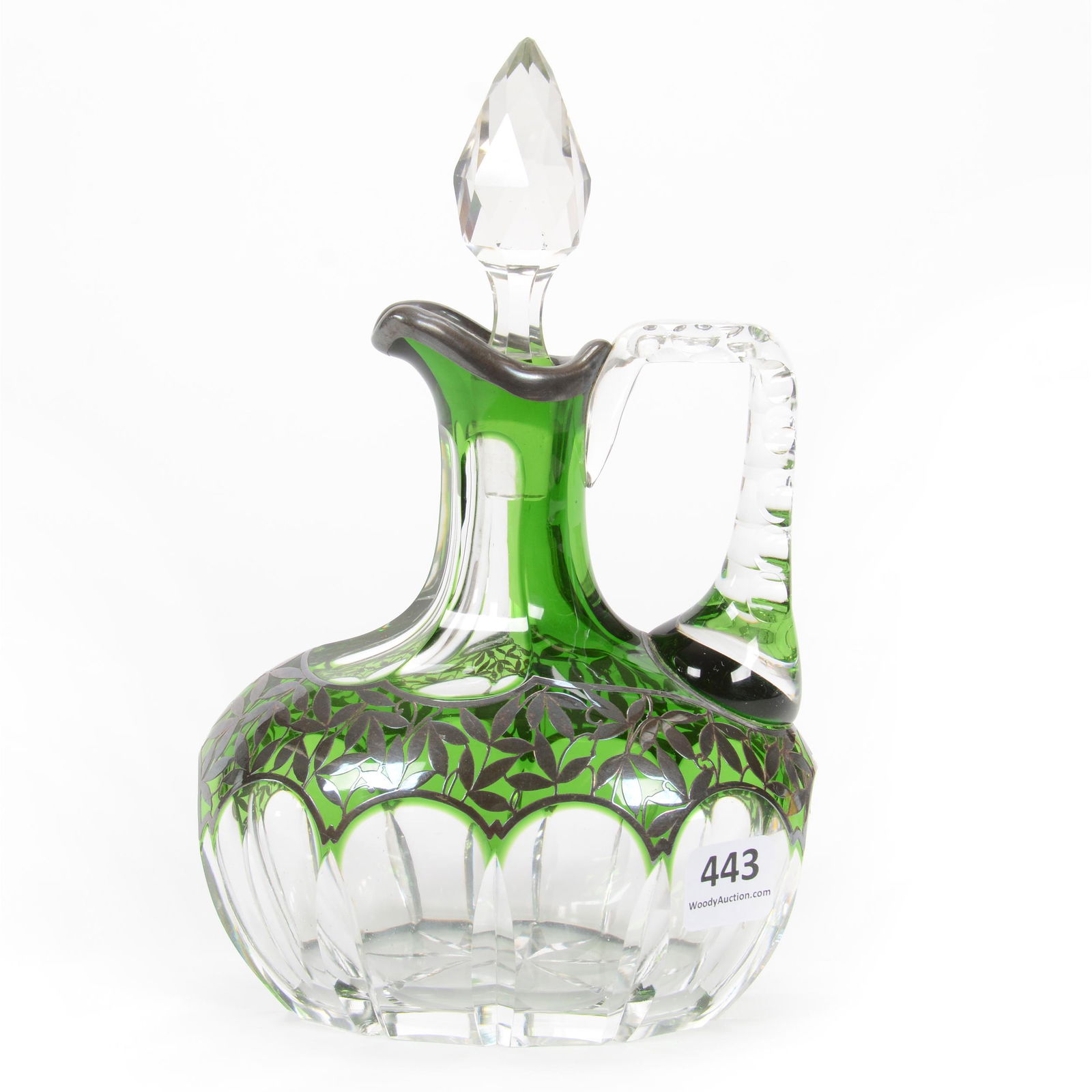 Liqueur Jug, BPCG, Green Cut To Clear (1 of 3)