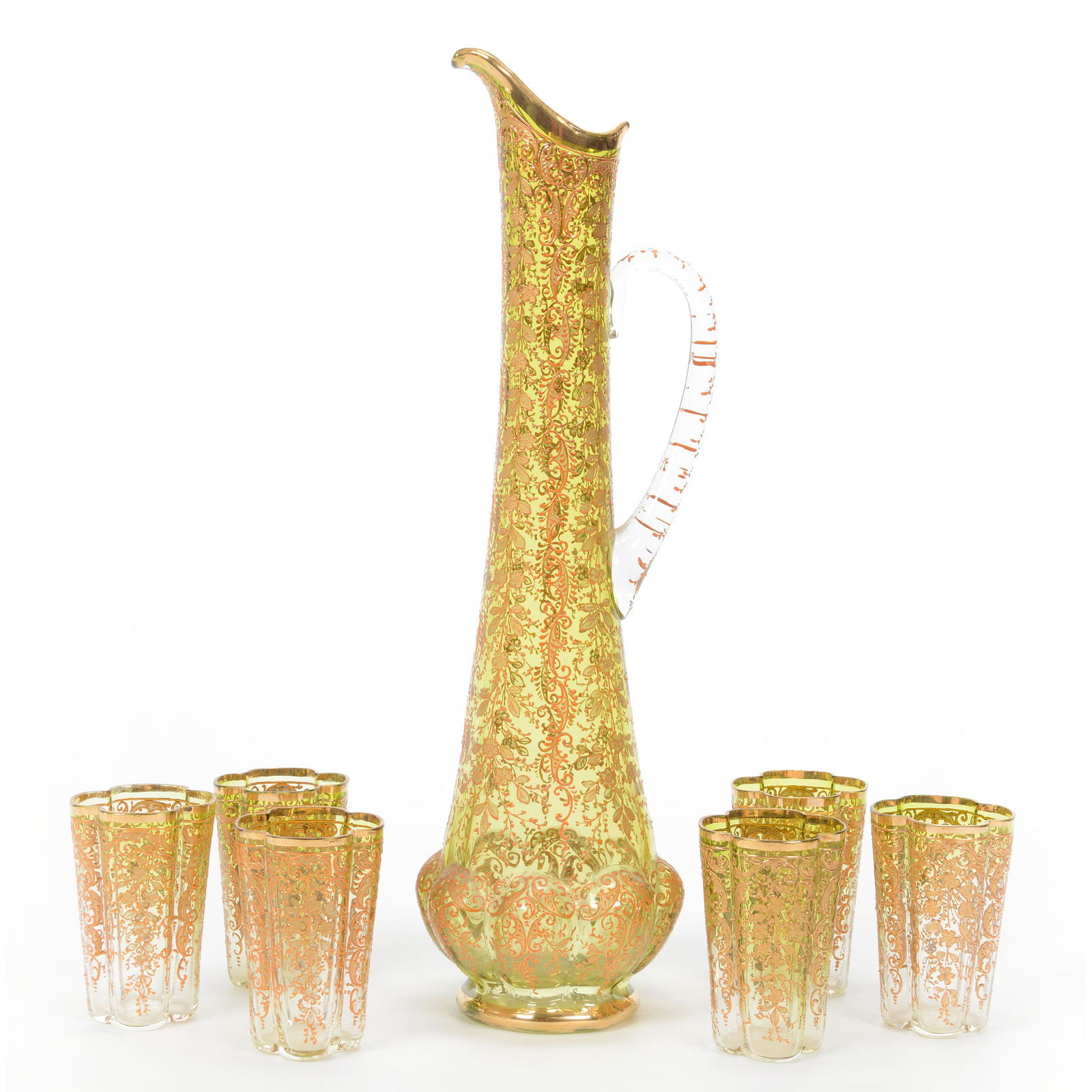 Tankard Set, Unmarked Moser Art Glass (1 of 3)