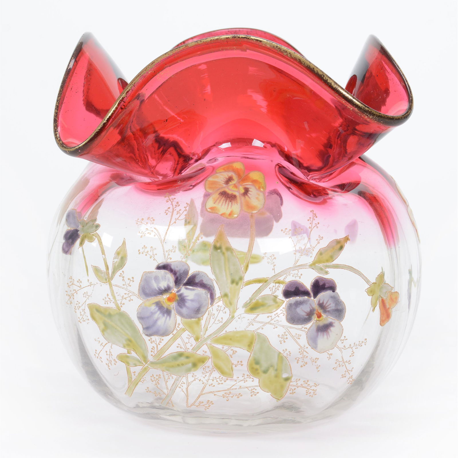 Rose Bowl, Unmarked Moser/Mont Joye Art Glass (1 of 3)