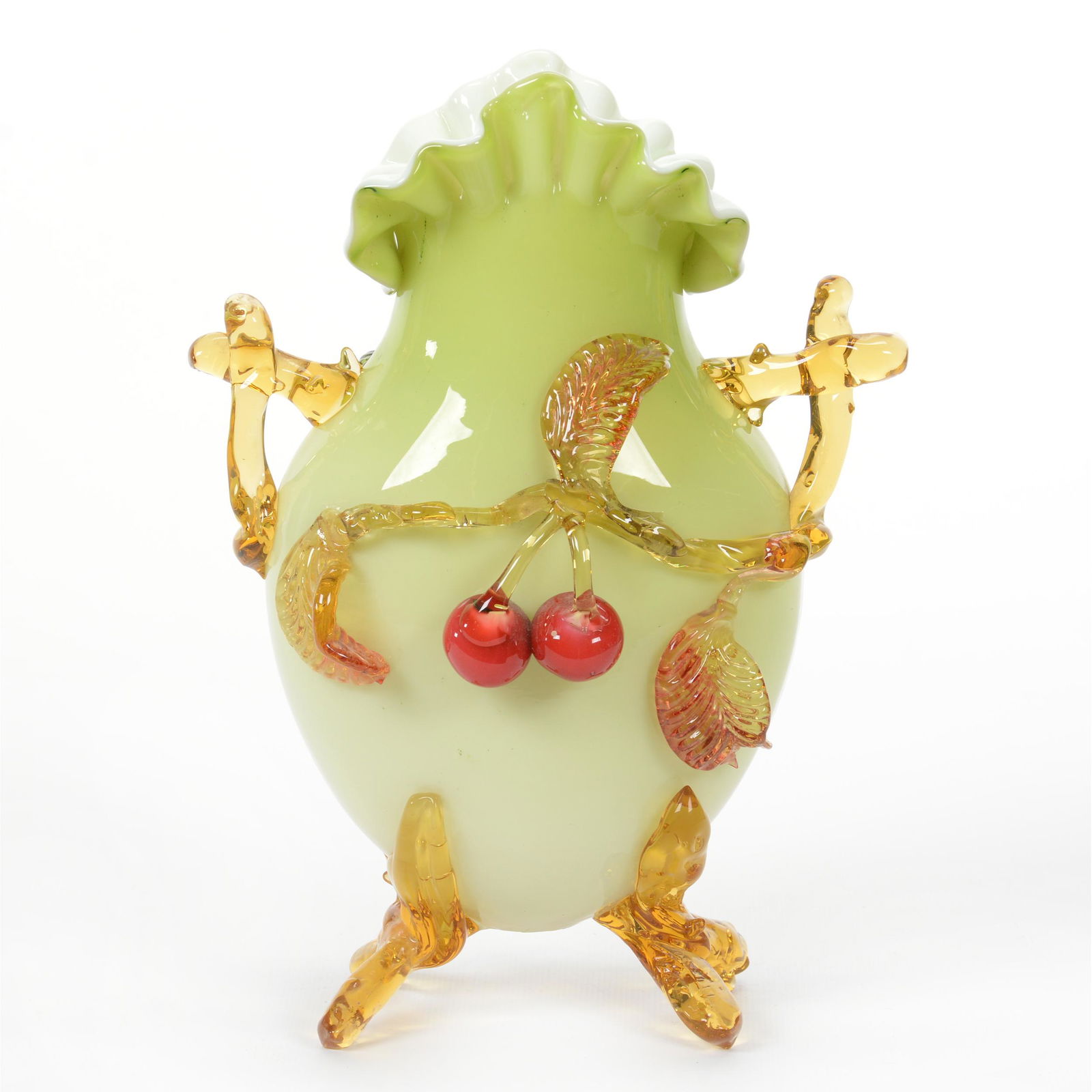 Vase, Stevens & Williams Green Cased Art Glass (1 of 3)