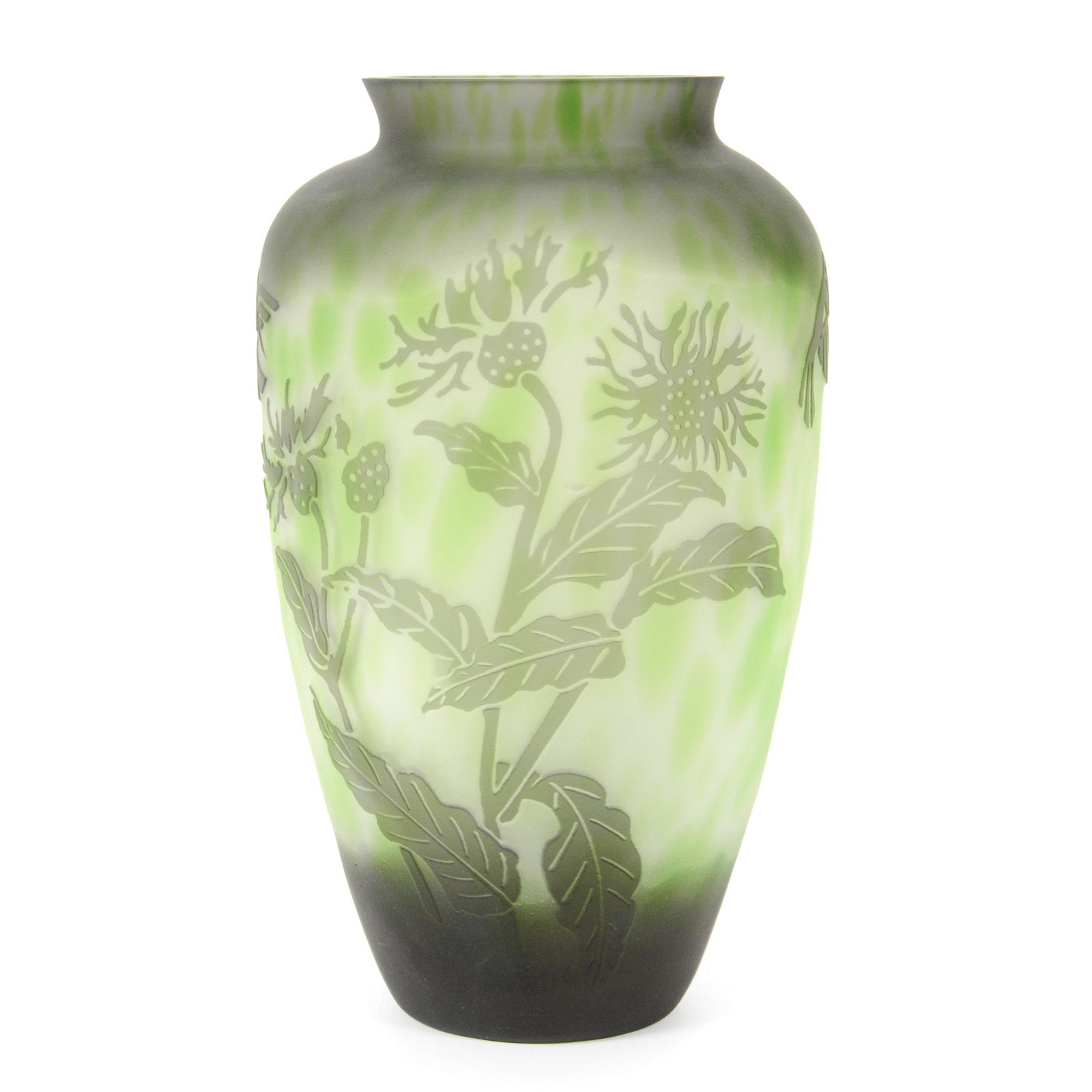 Vase, Unmarked Contemporary Cameo Cut Art Glass (1 of 3)