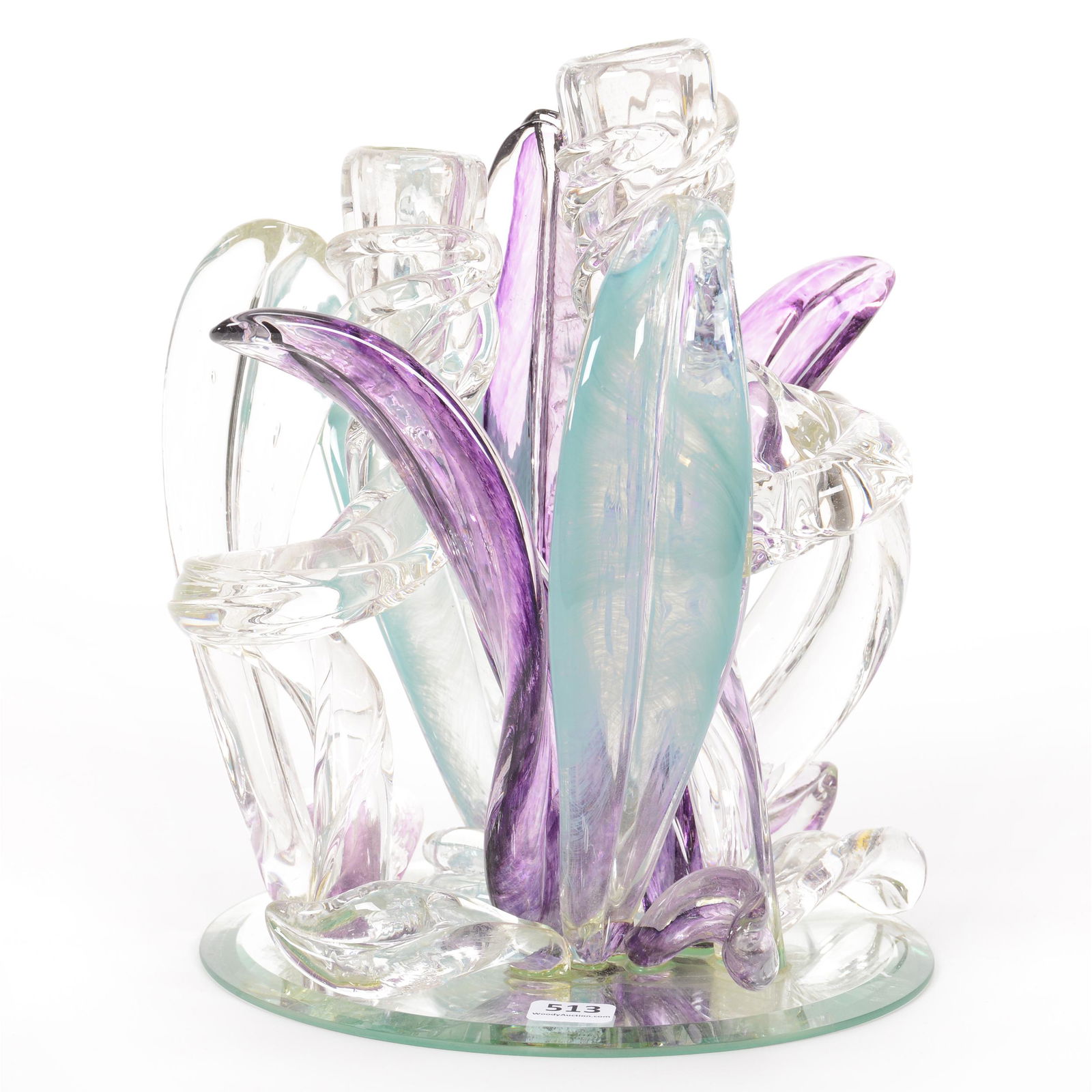 Glass Centerpiece Sculpture W/Candle Holders (1 of 4)