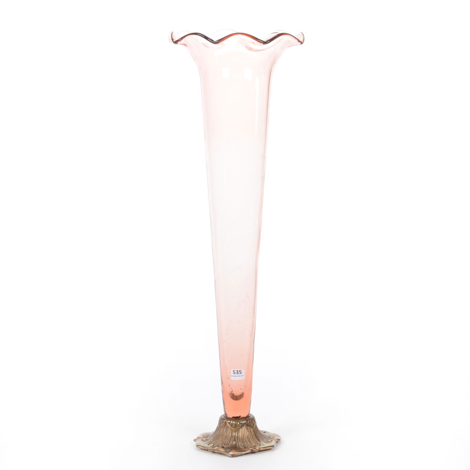 Art Glass Vase Mounted On Signed Tiffany Bronze Base (1 of 3)