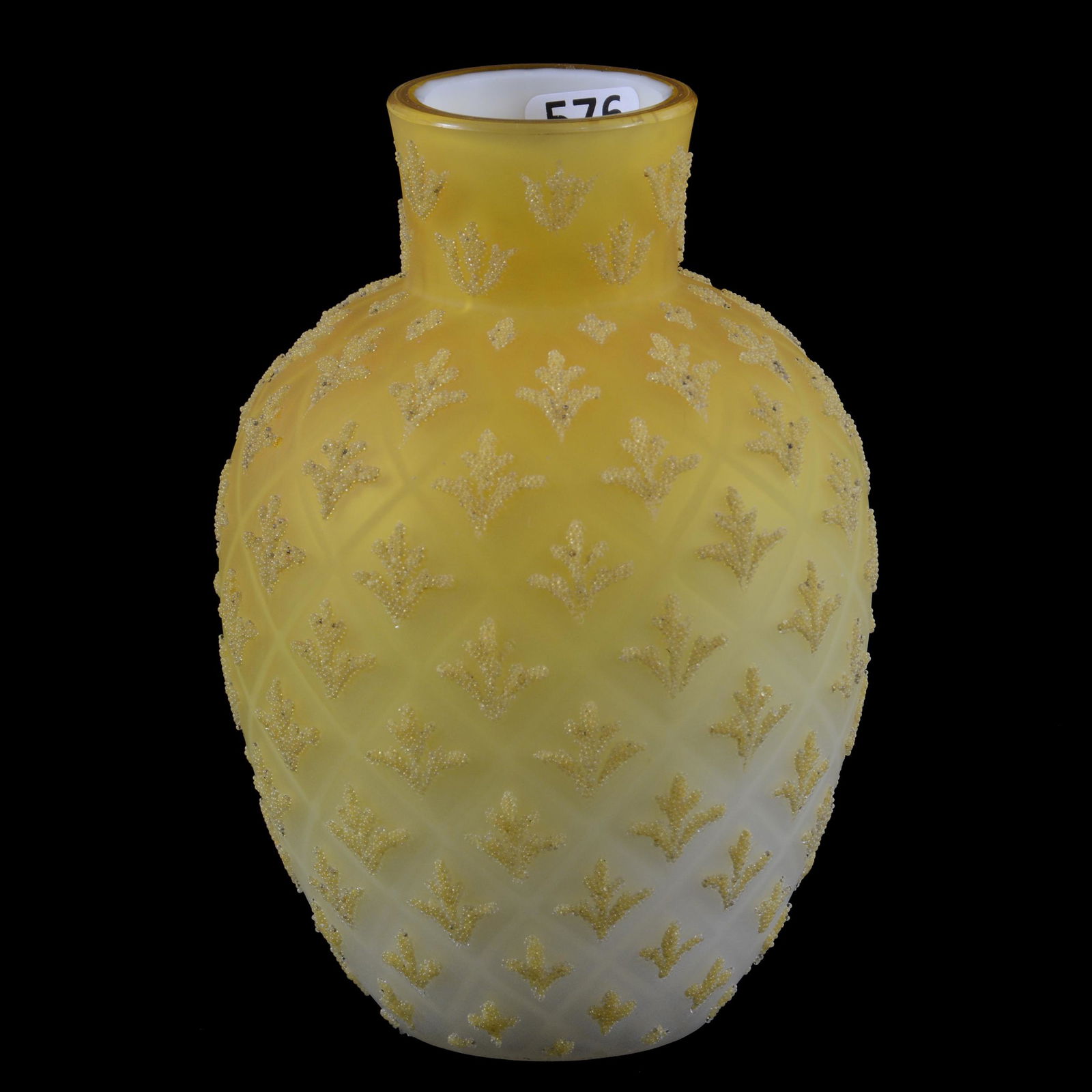 Vase, Yellow Satin Diamond Quilted MOP (1 of 3)