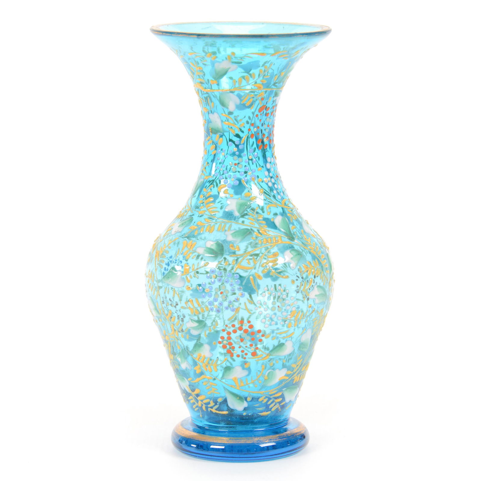 Miniature Vase, Unmarked Moser Blue Art Glass (1 of 3)
