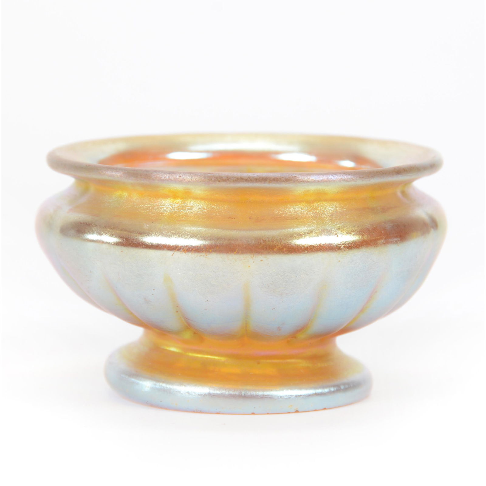 Pedestal Salt Dip Signed LCT Art Glass (1 of 3)