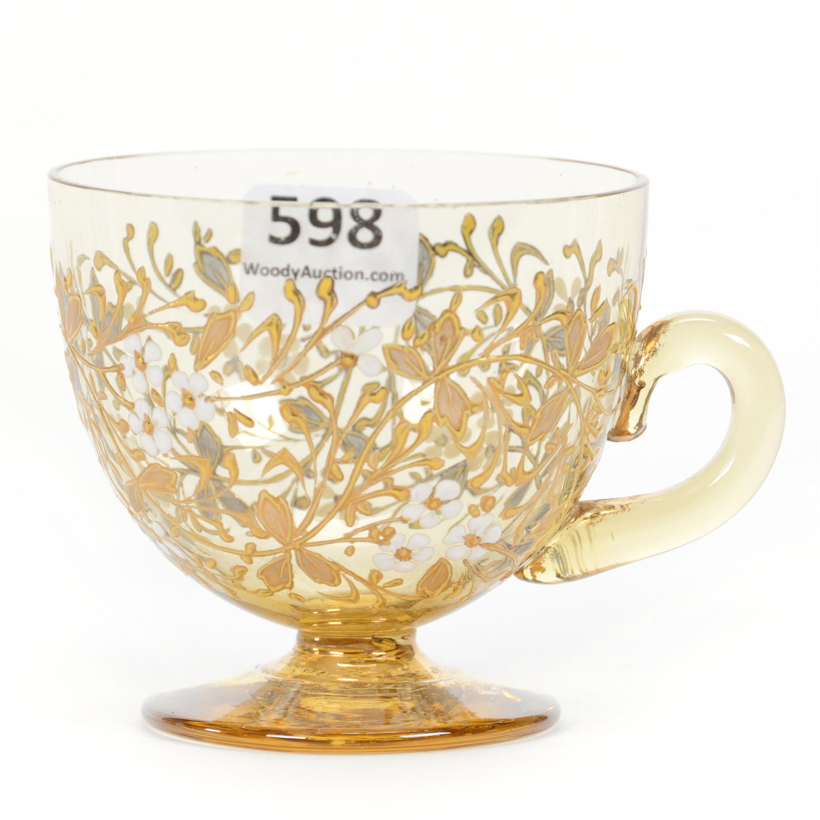 Pedestal Punch Cup, Unmarked Moser Art Glass (1 of 3)