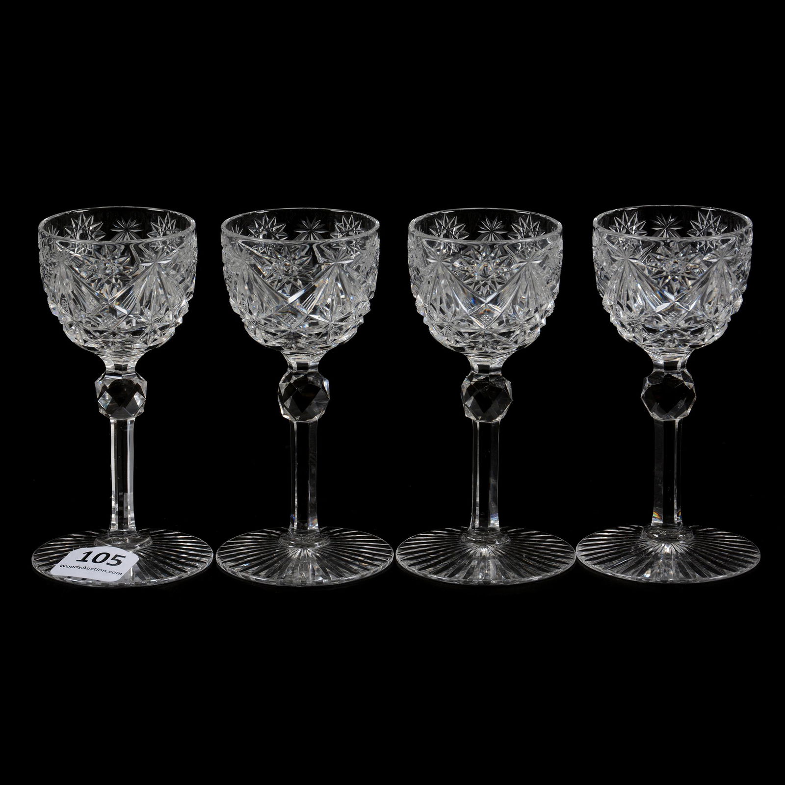 (4) Cordial Stems, American Brilliant Cut Glass (1 of 3)