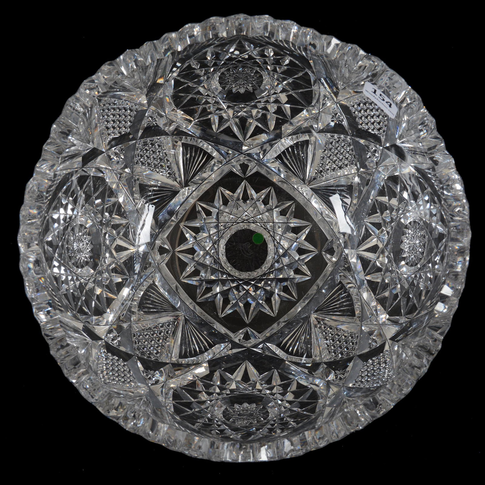Bowl, ABCG, Signed Libbey Ozella Pattern: Bowl, ABCG, Signed Libbey Ozella Pattern, 4.25" X 8.75", Hobstar, Nailhead Diamond, Vesica And Fan Motif, Judy and the Late Nathan Konecky