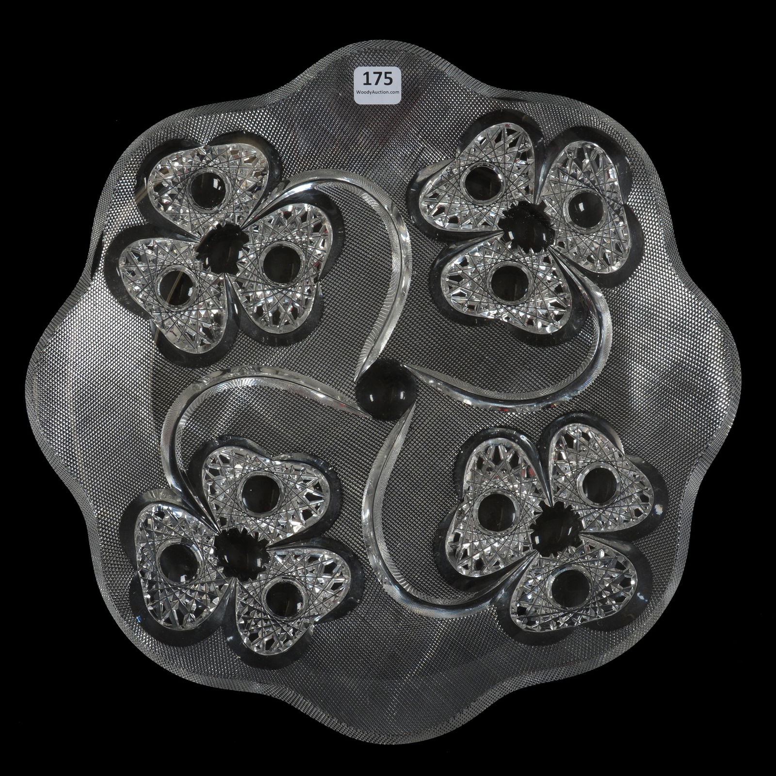 Round Tray, ABCG, Signed Hawkes Clover Pattern (1 of 3)