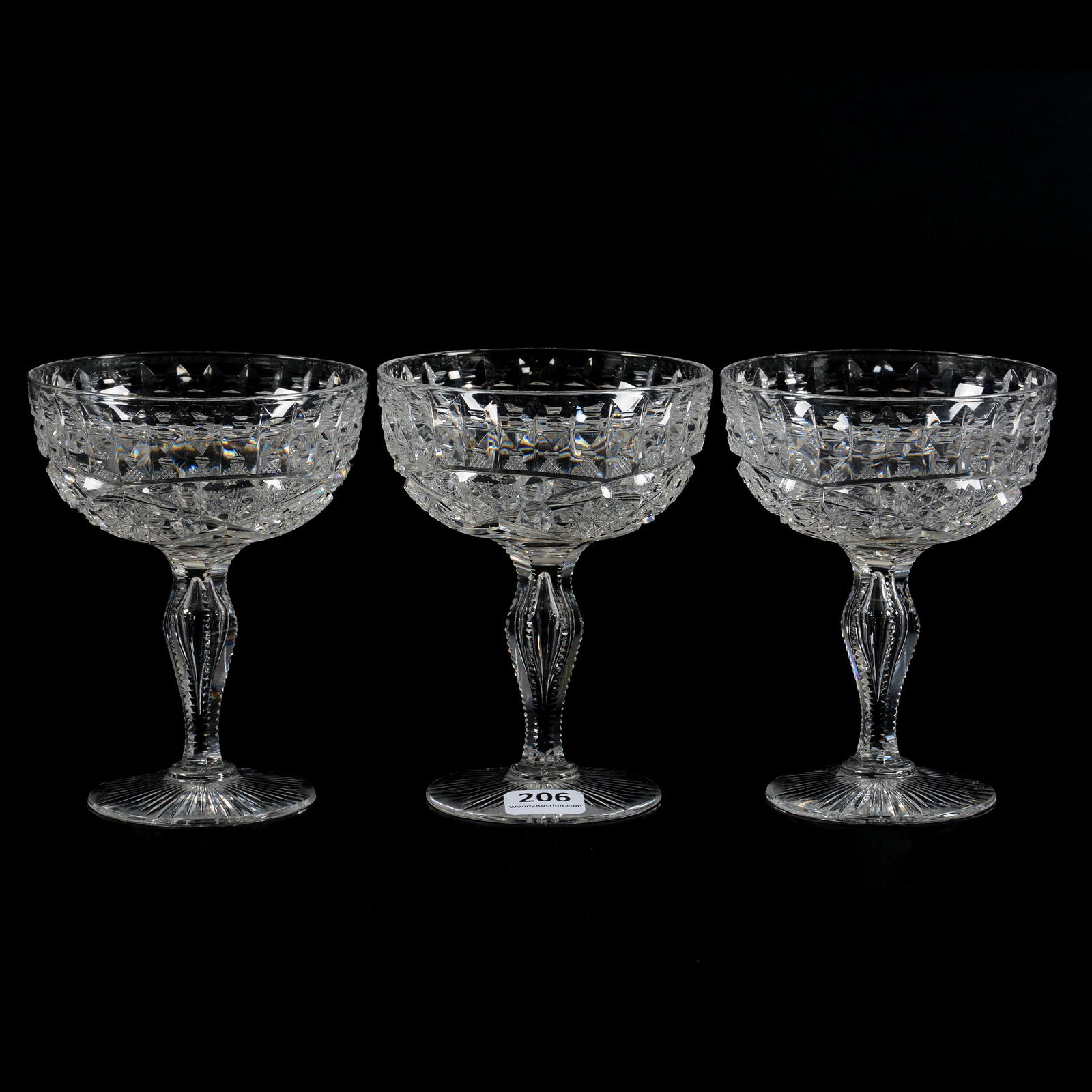(3) Champagnes, ABCG, Signed Libbey Ellsmere Pattern (1 of 3)