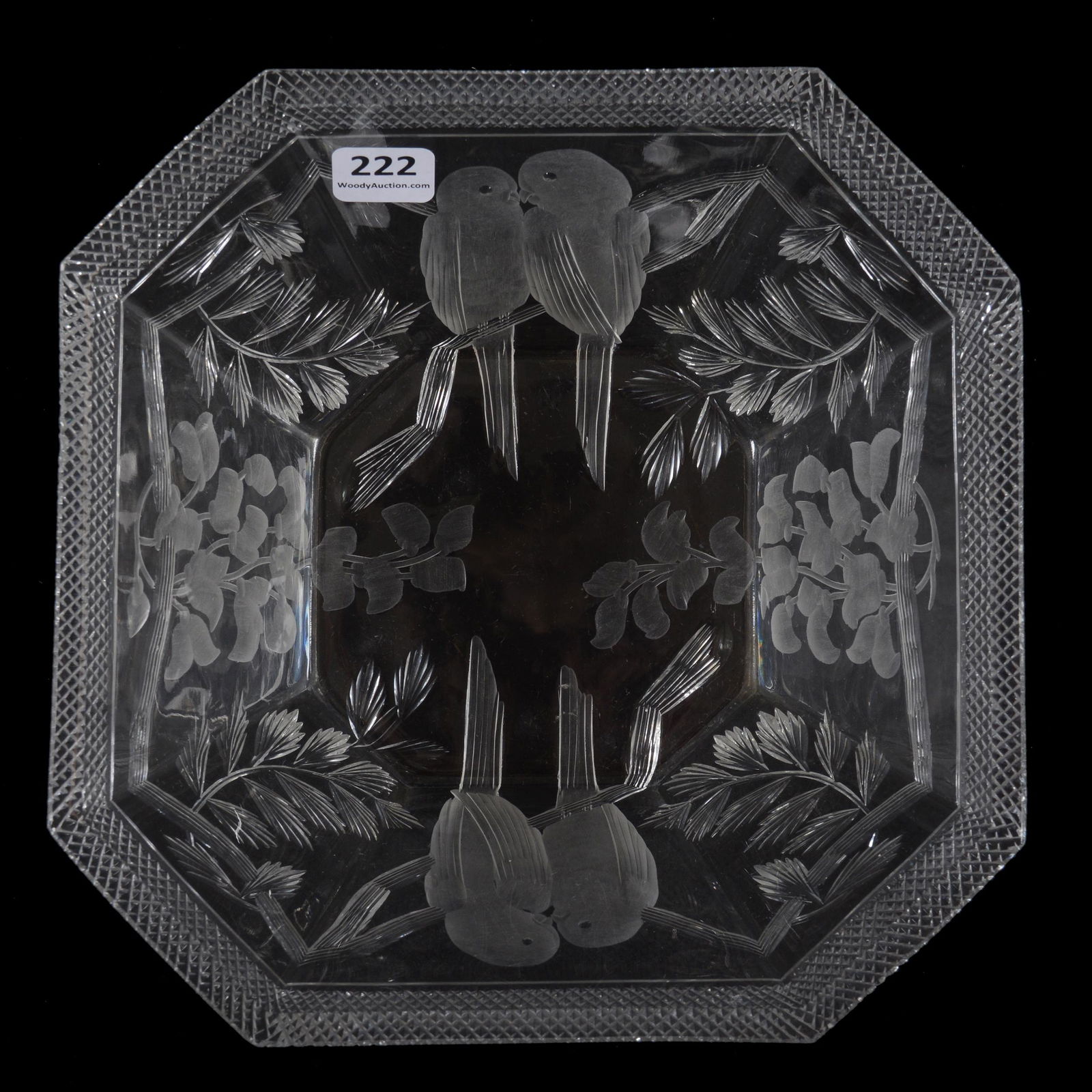 Square (Octagon) Bowl, ABCG, Signed Libbey Wisteria (1 of 3)