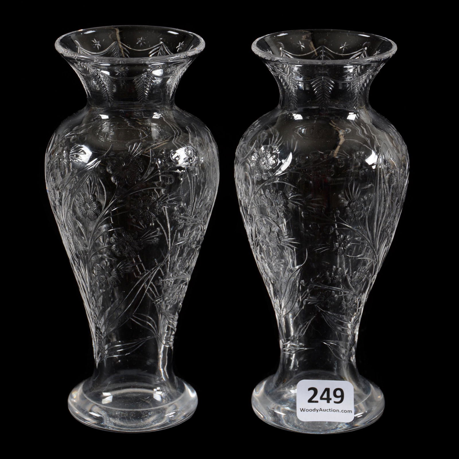 Pair Vases, ABCG, Signed Hawkes Rock Crystal (1 of 3)