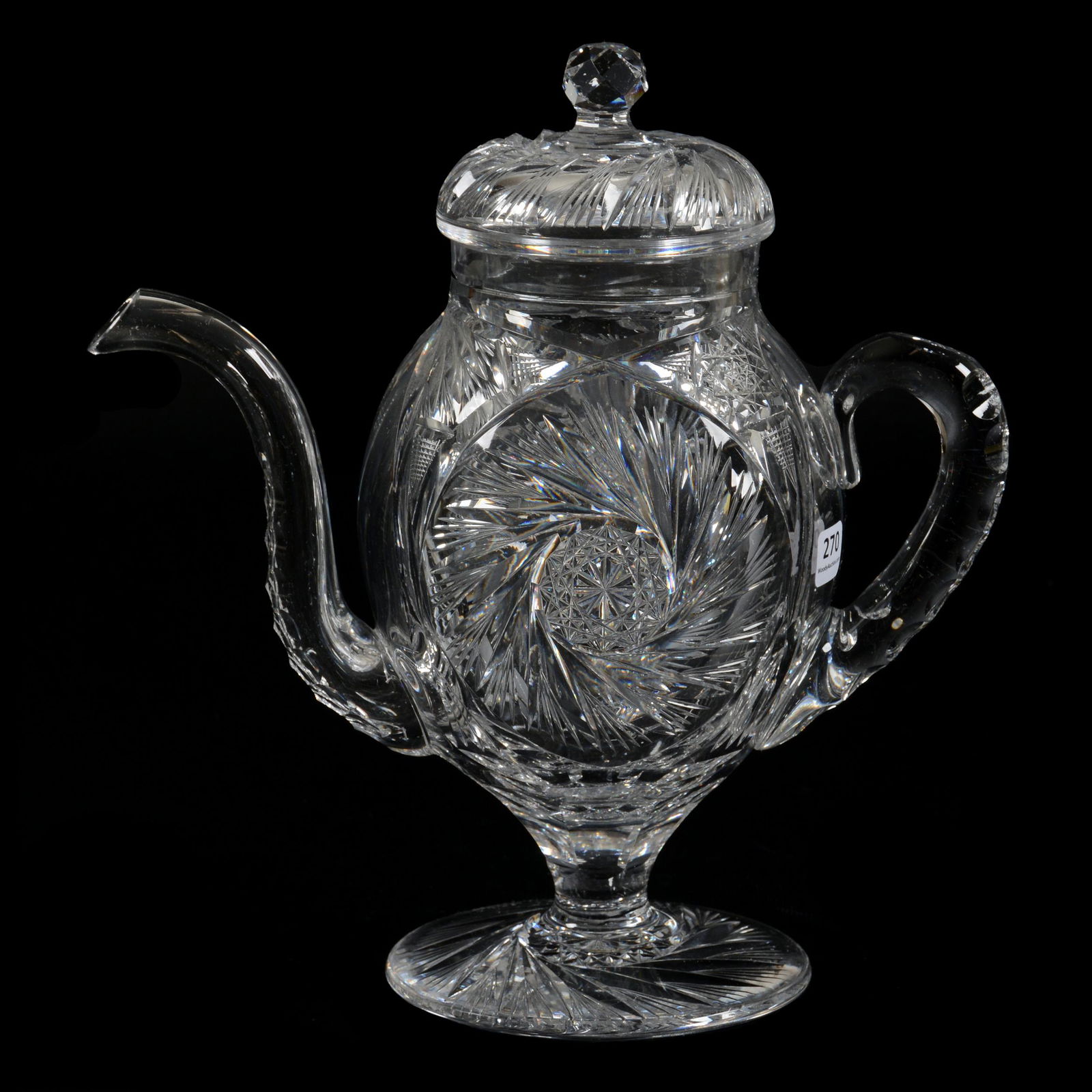Pedestal Coffee Pot, American Brilliant Cut Glass (1 of 3)