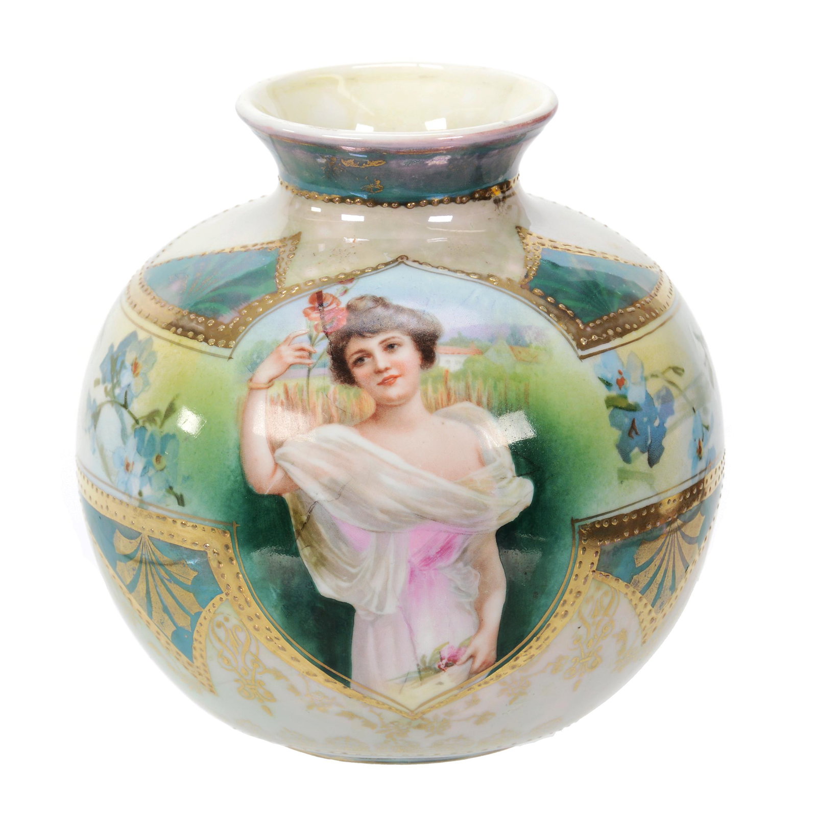 Vase Marked RS Prussia, Summer Season Portrait Decor (1 of 3)