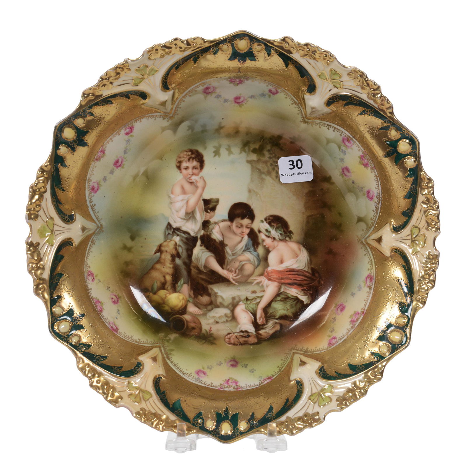 Bowl Marked RS Prussia, Dice Throwers Scenic Decor (1 of 3)