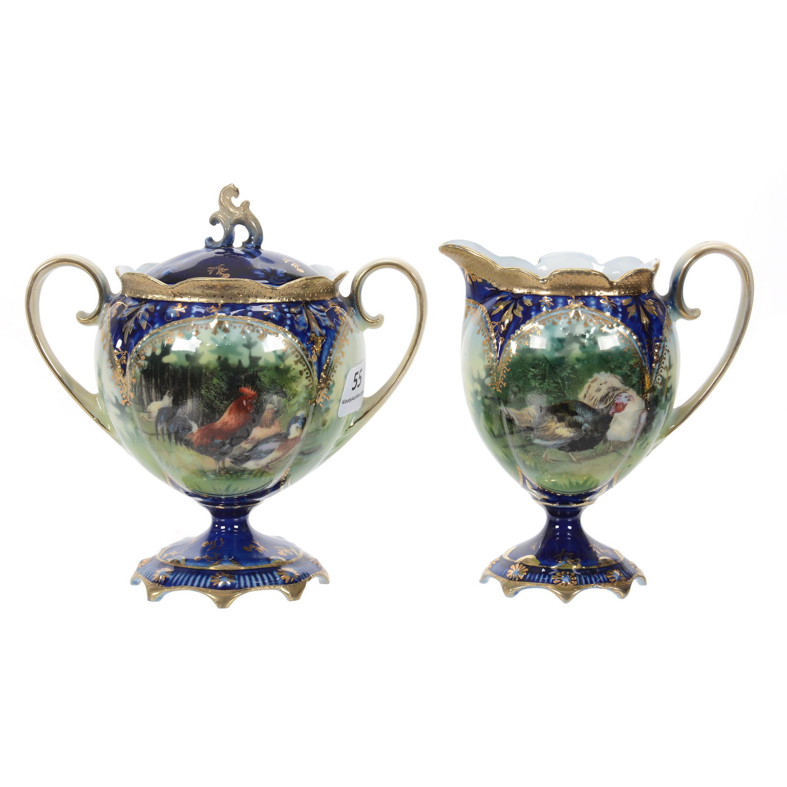 Pedestal Creamer & Sugar Marked Wheelock Prussia (1 of 3)