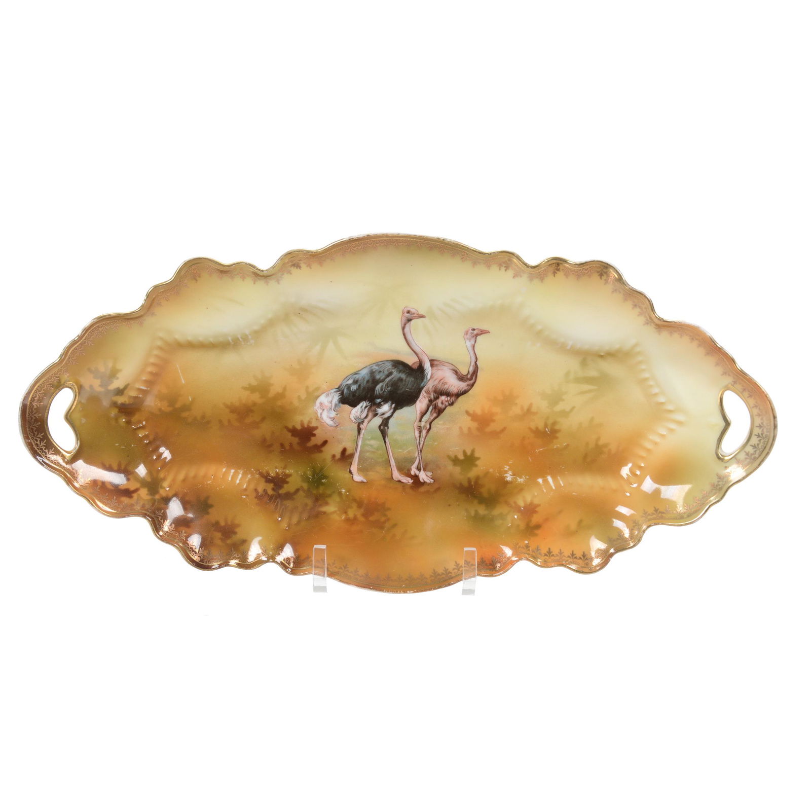 Celery Tray Marked RS Prussia, Ostrich Scenic Decor (1 of 2)