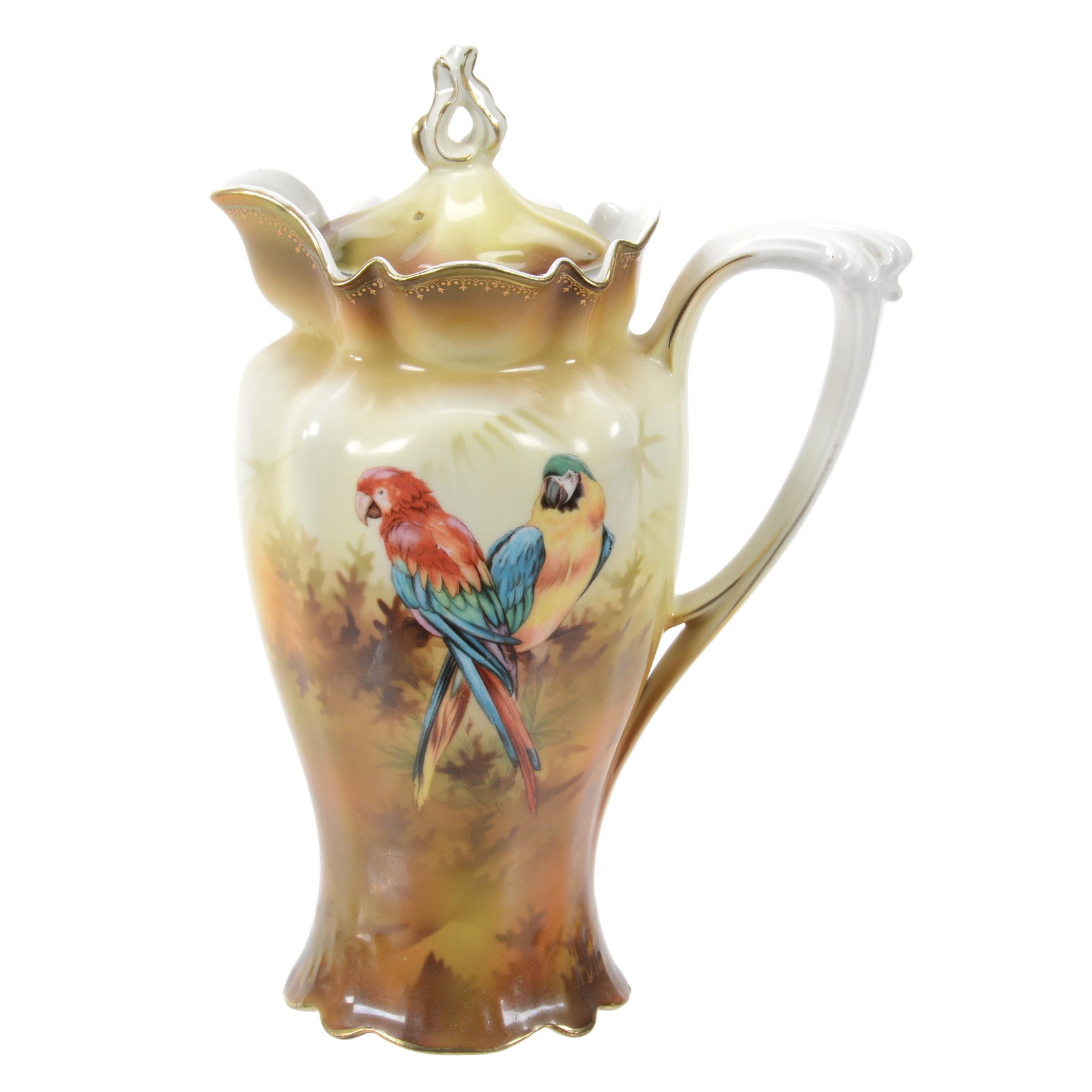 Chocolate Pot Marked RS Prussia, Parrot Decor (1 of 3)