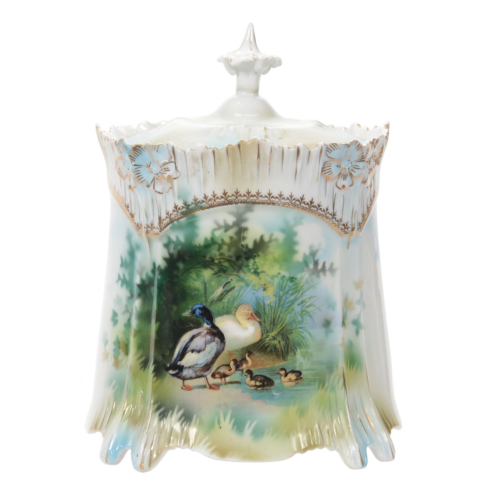 Cracker Jar Marked RS Prussia, Duck & Pheasant Decor (1 of 3)