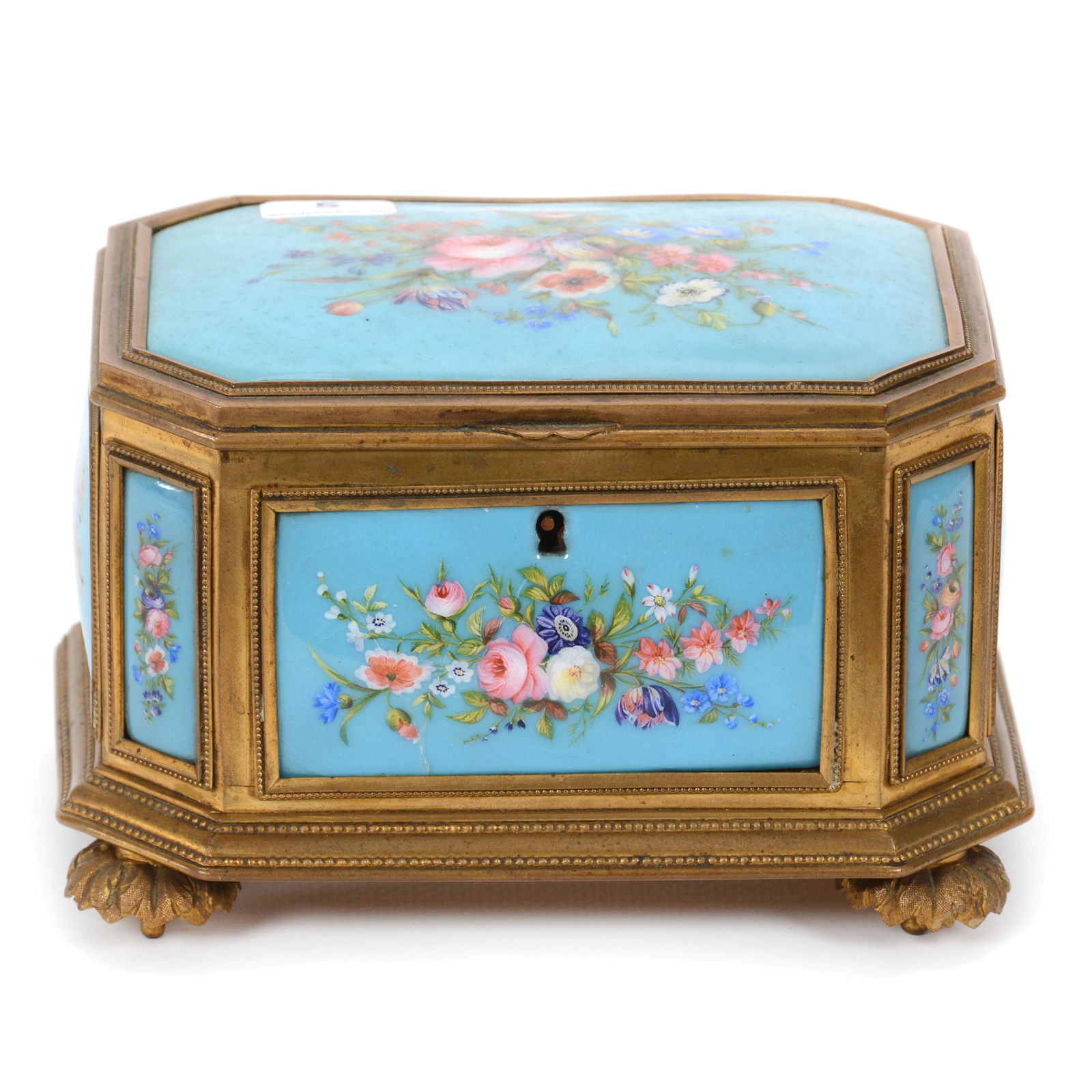 Jewel Box, Decorated Blue Opaque Glass Panels (1 of 5)