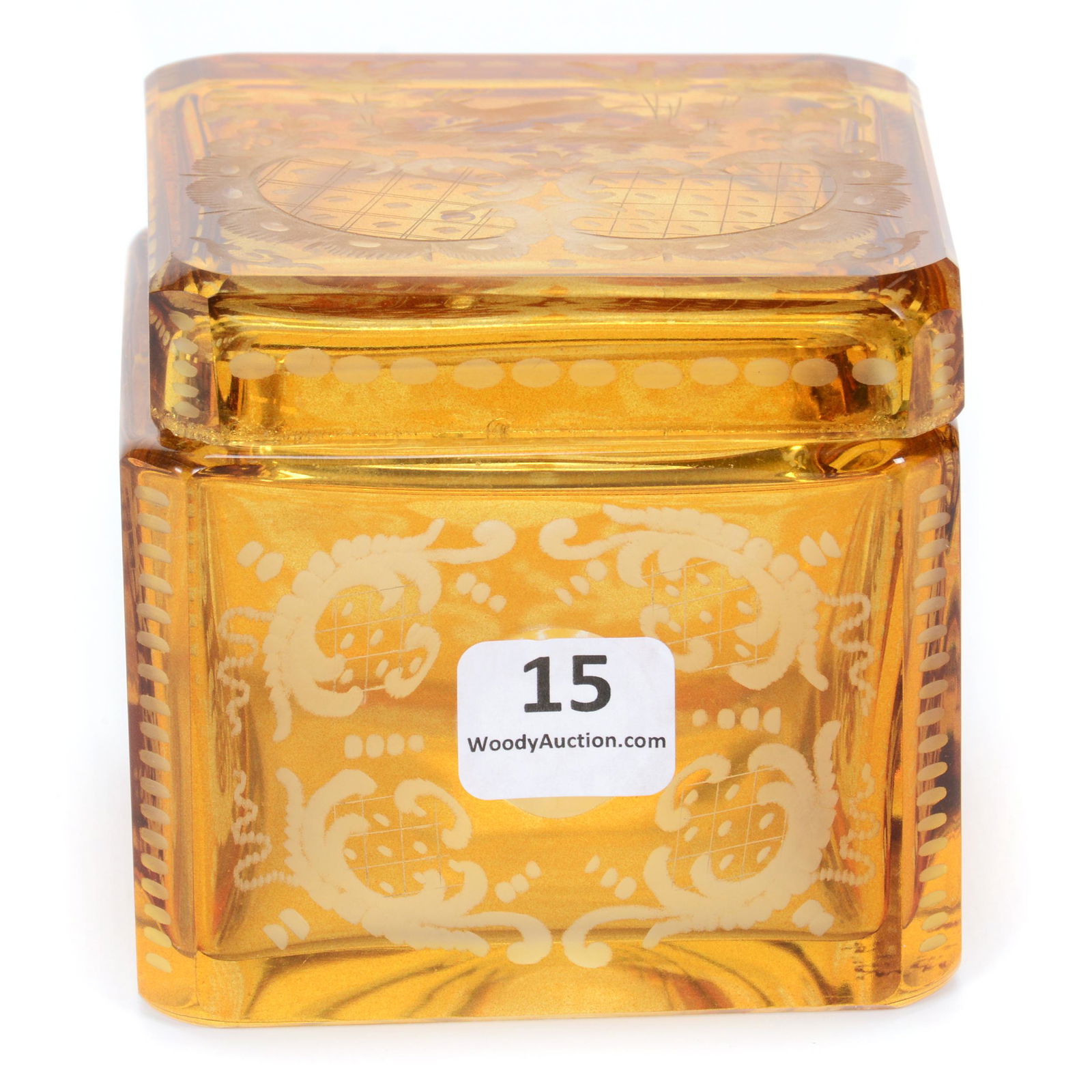 Covered Box, Bohemian Amber To Clear Glass (1 of 5)