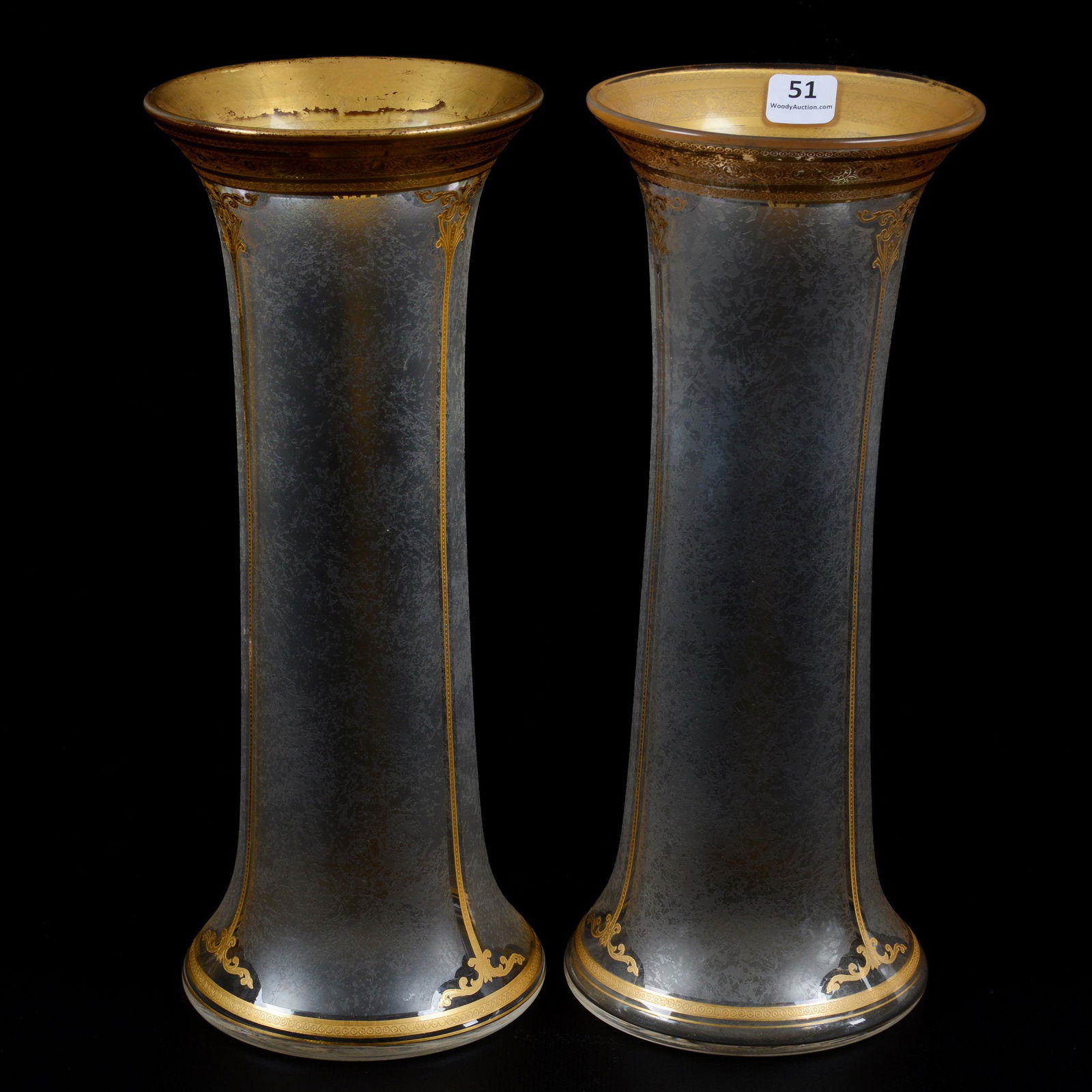 Pair Vases, Unmarked Baccarat Art Glass (1 of 3)