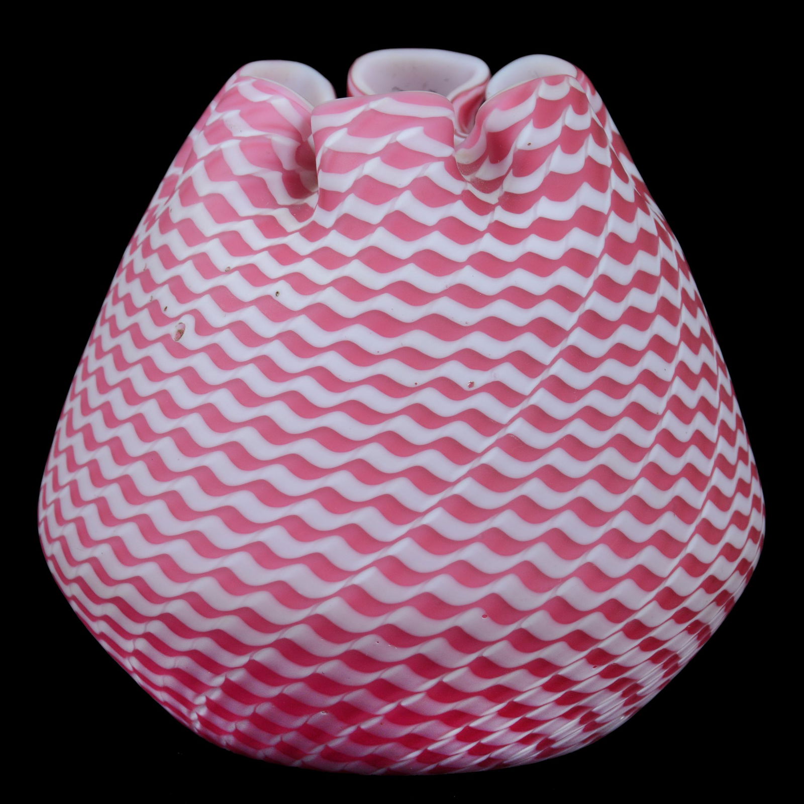 Vase, Cased Satin Cranberry & White Art Glass (1 of 3)