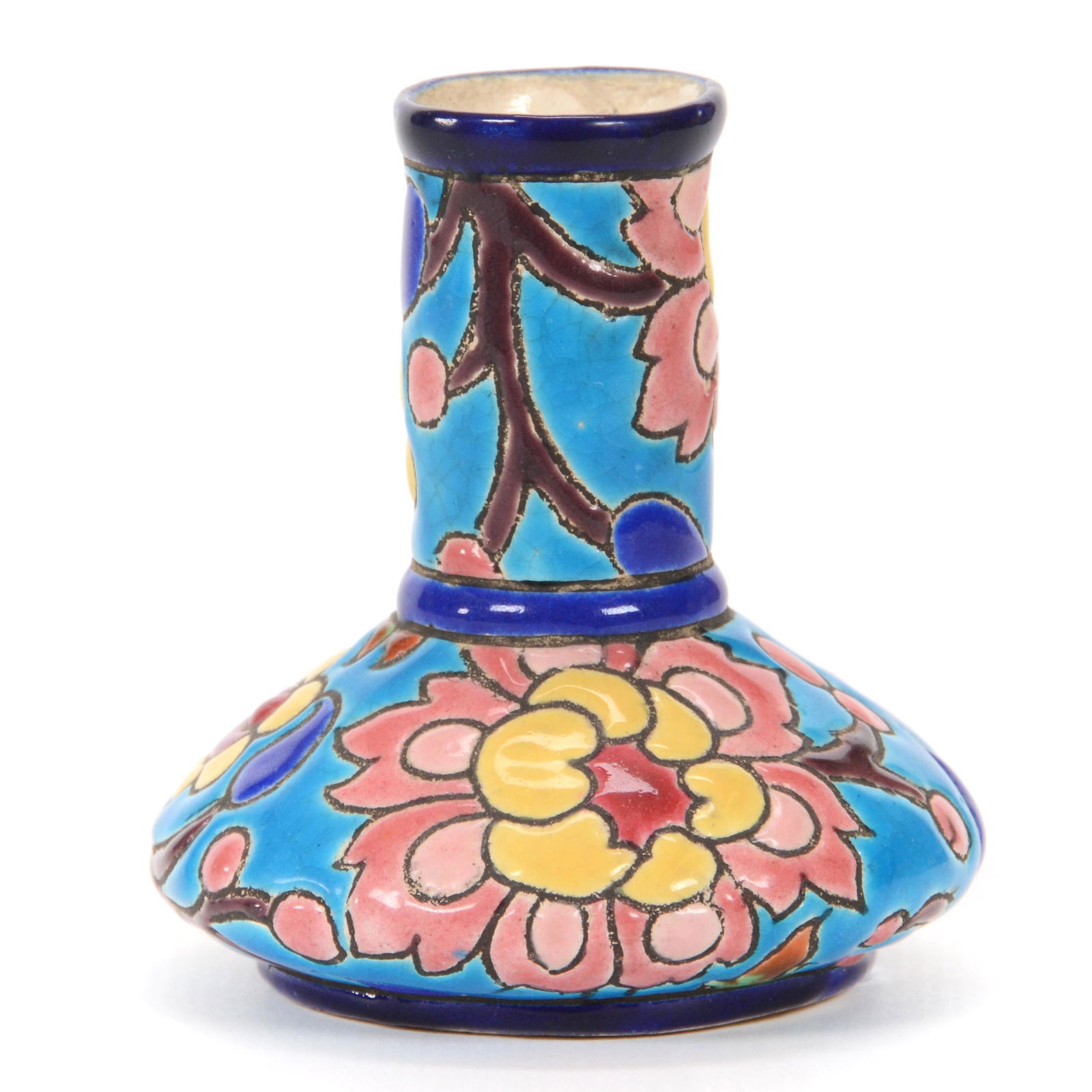 Miniature Vase Signed Longwy France Art Pottery (1 of 3)