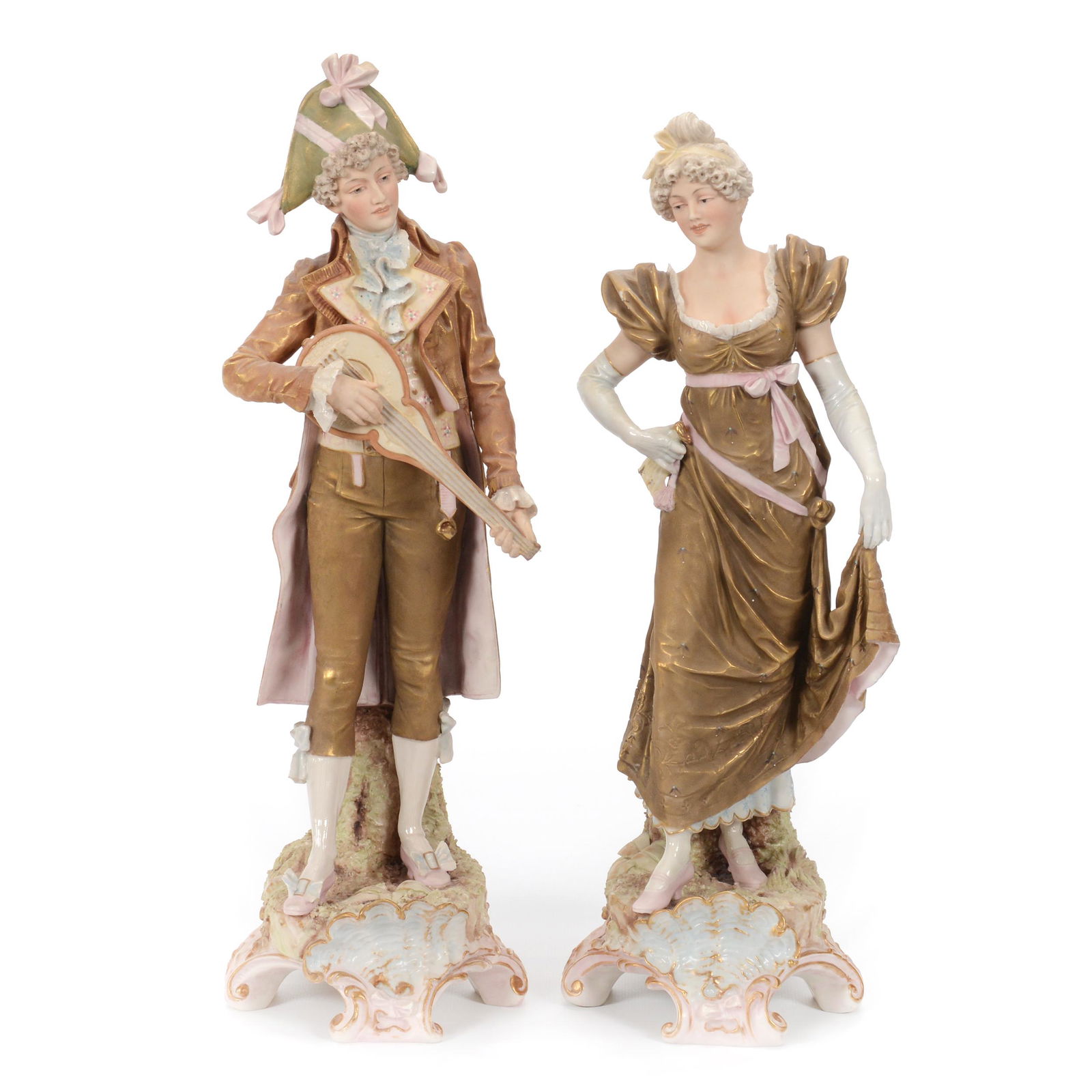 Pair Figures, Unmarked Porcelain (1 of 4)