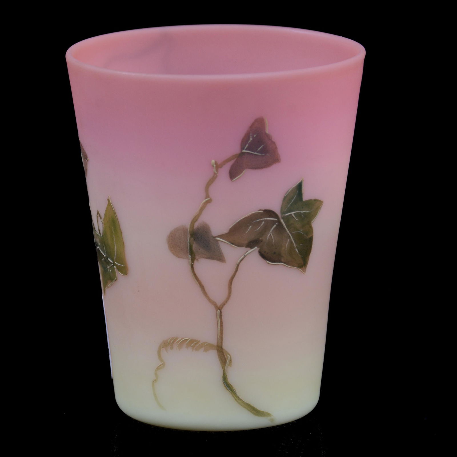 Juice Glass, Decorated Burmese Art Glass (1 of 3)