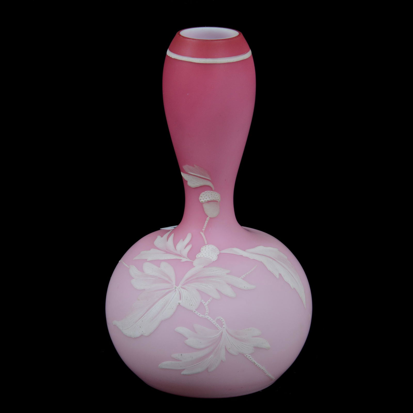 Vase, Pink Satin Florentine Cameo Art Glass (1 of 3)