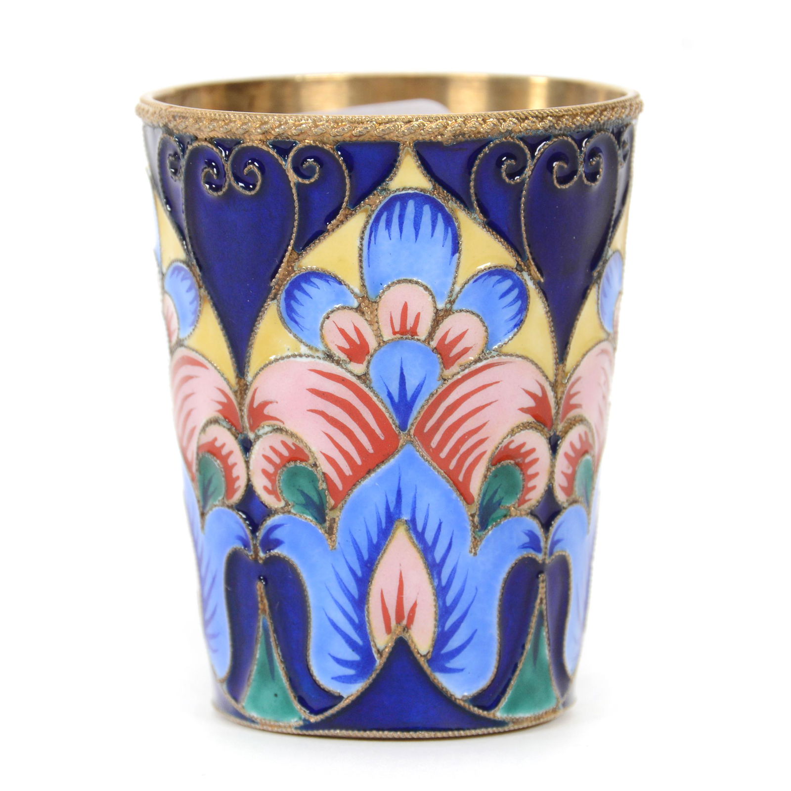 Vodka Cup Marked Russian Enamel, Silver .916 (1 of 3)