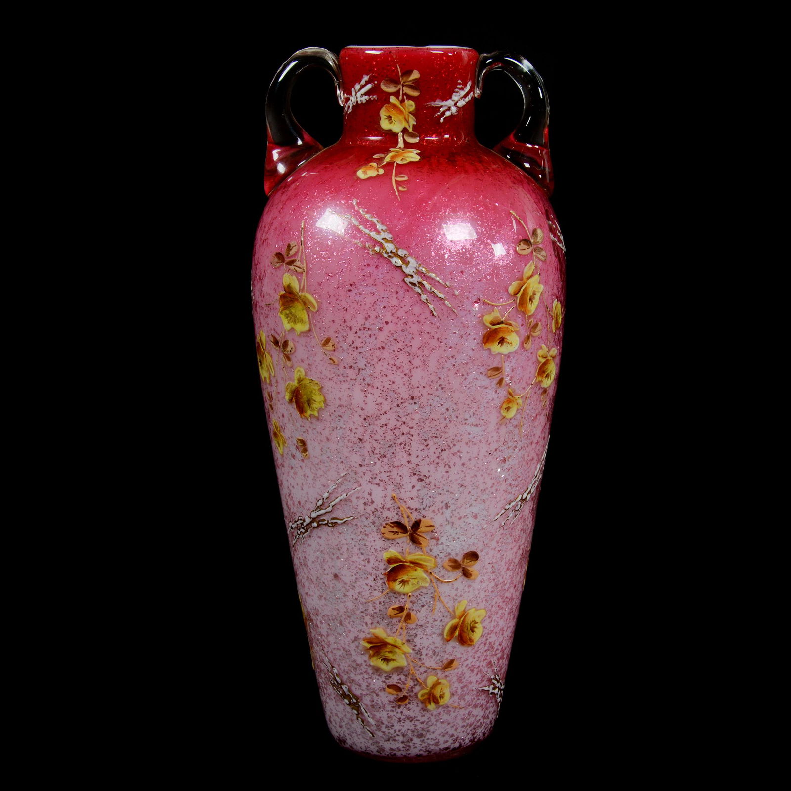 Vase, Pink Cased Art Glass, Silver Mica Highlights (1 of 3)