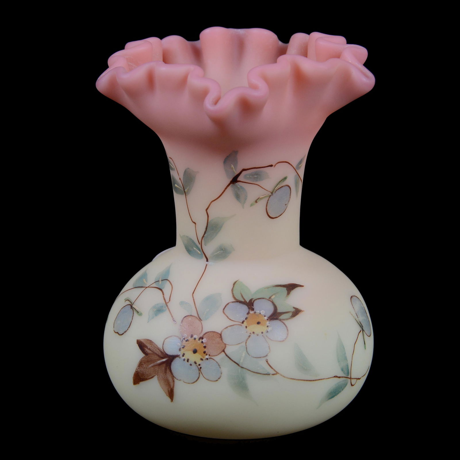 Vase, Decorated Burmese Art Glass (1 of 3)