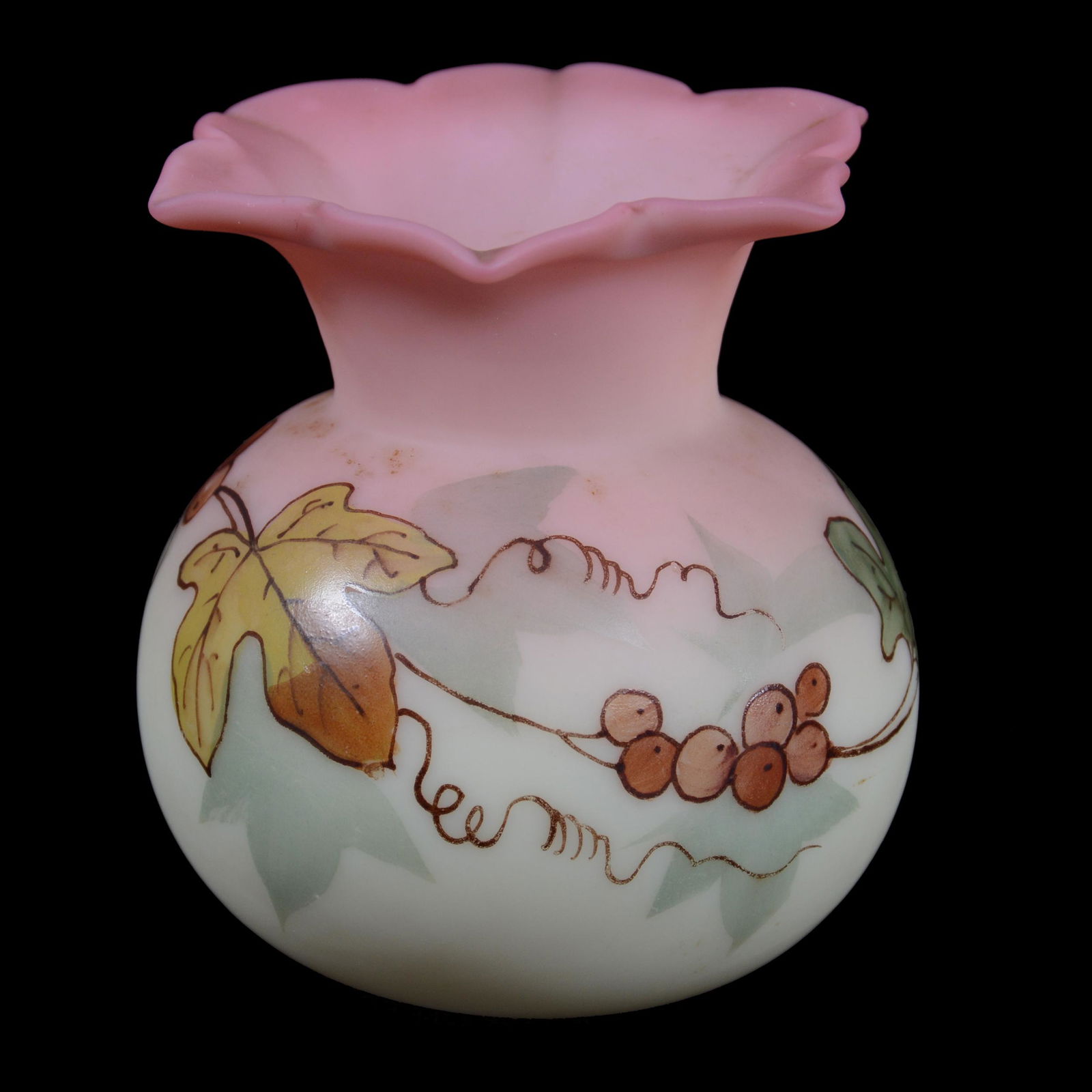 Vase, Decorated Burmese Art Glass (1 of 3)