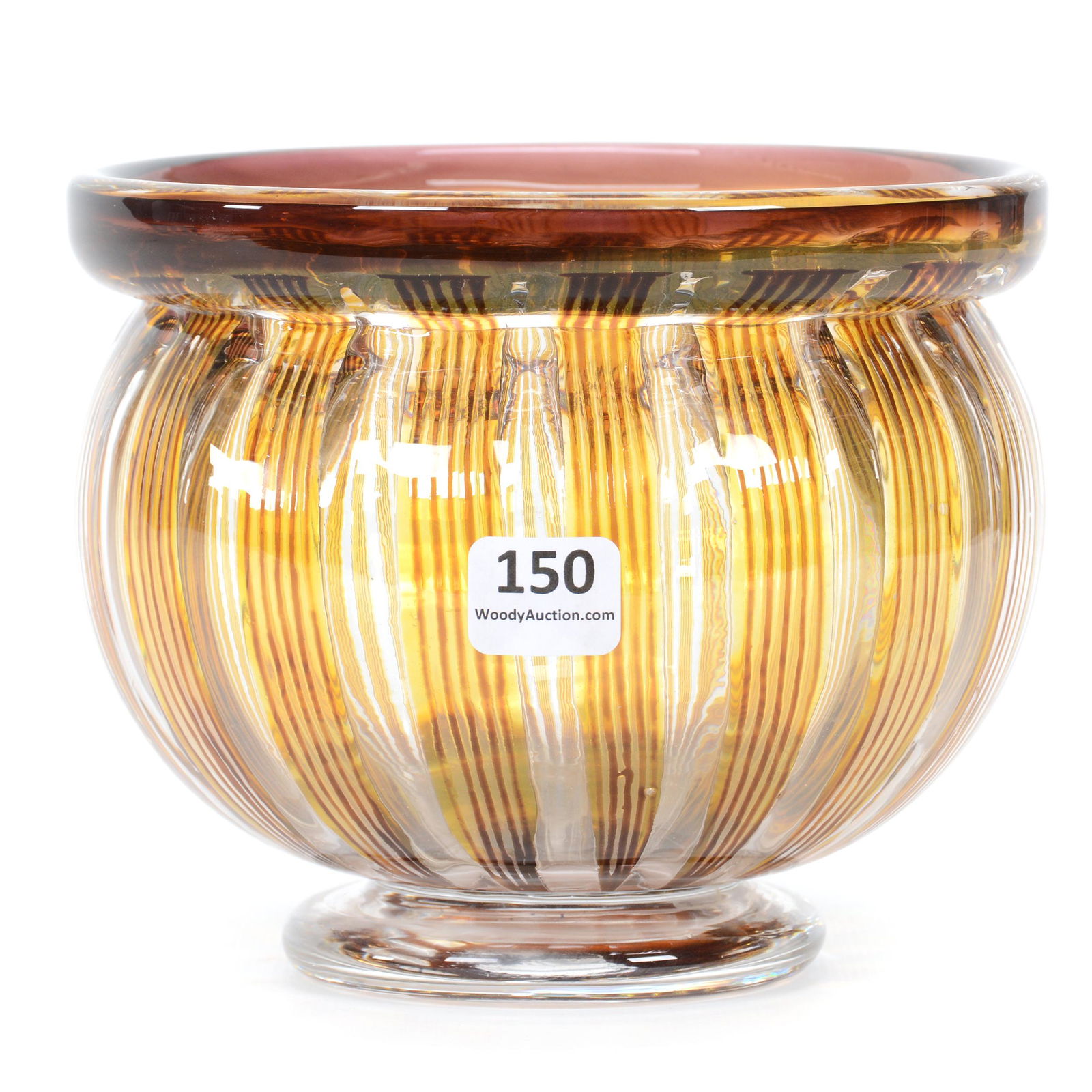 Footed Vase, Contemporary Mid-Century Art Glass (1 of 3)