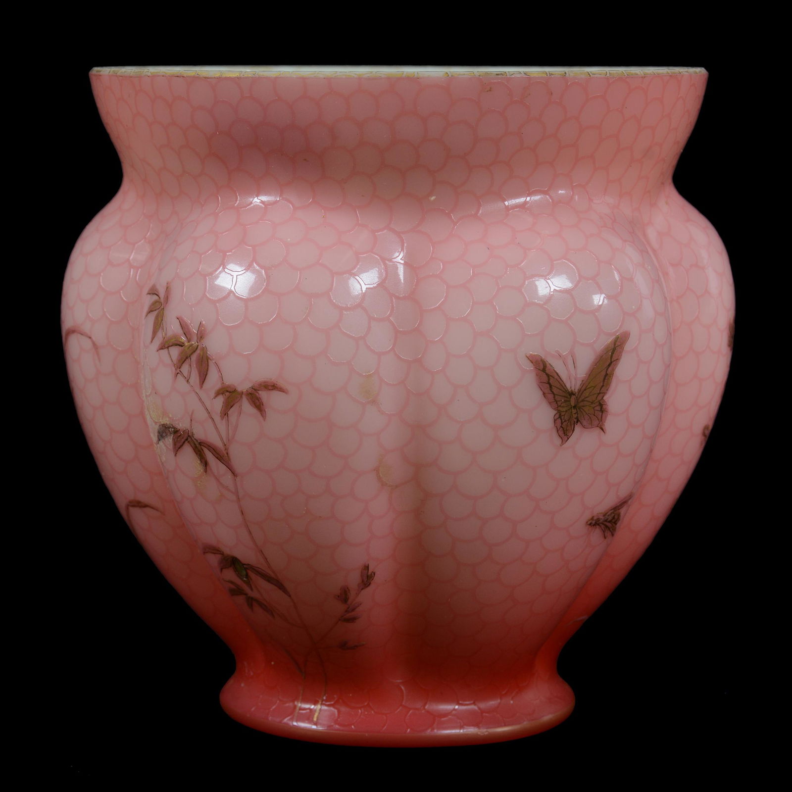 Vase, Melon Ribbed Cased Art Glass (1 of 3)