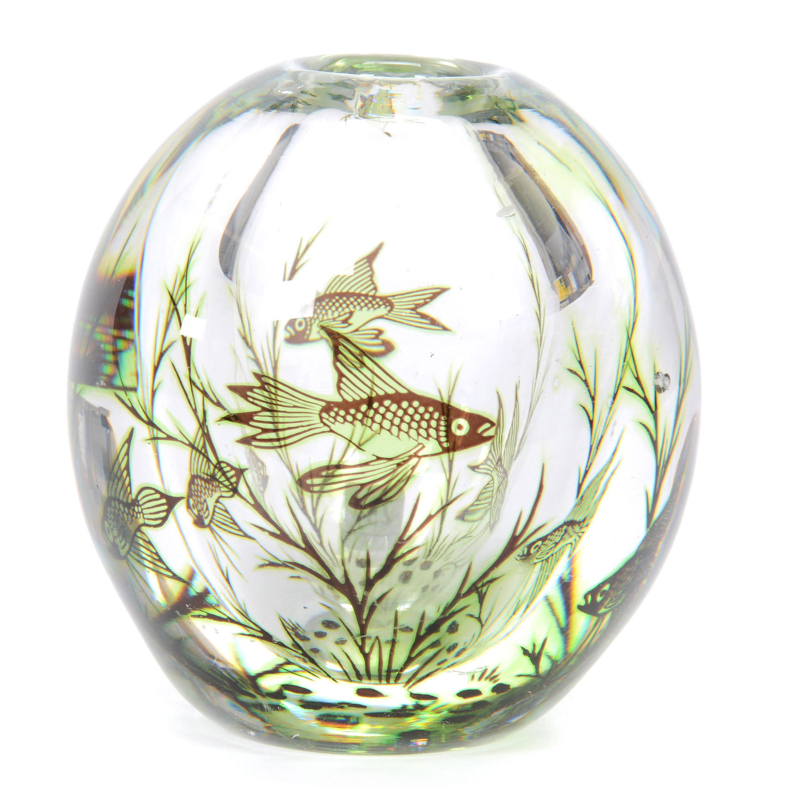 Paperweight Vase Signed Orrefors Graal Design (1 of 6)