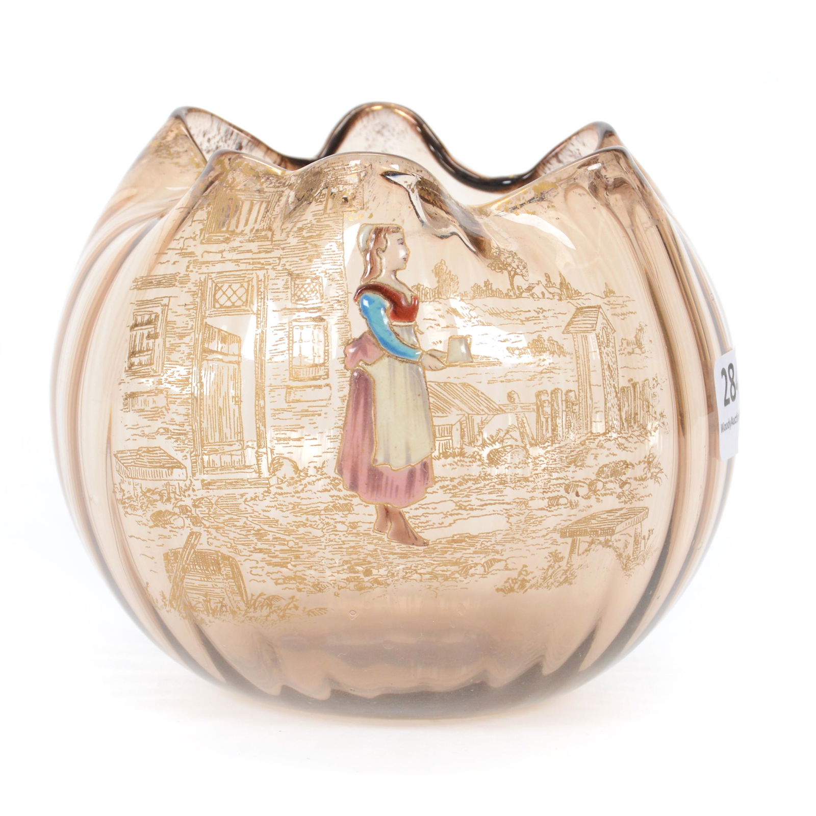 Rose Bowl Unmarked Theodor Rossler Bohemian Art Glass (1 of 3)