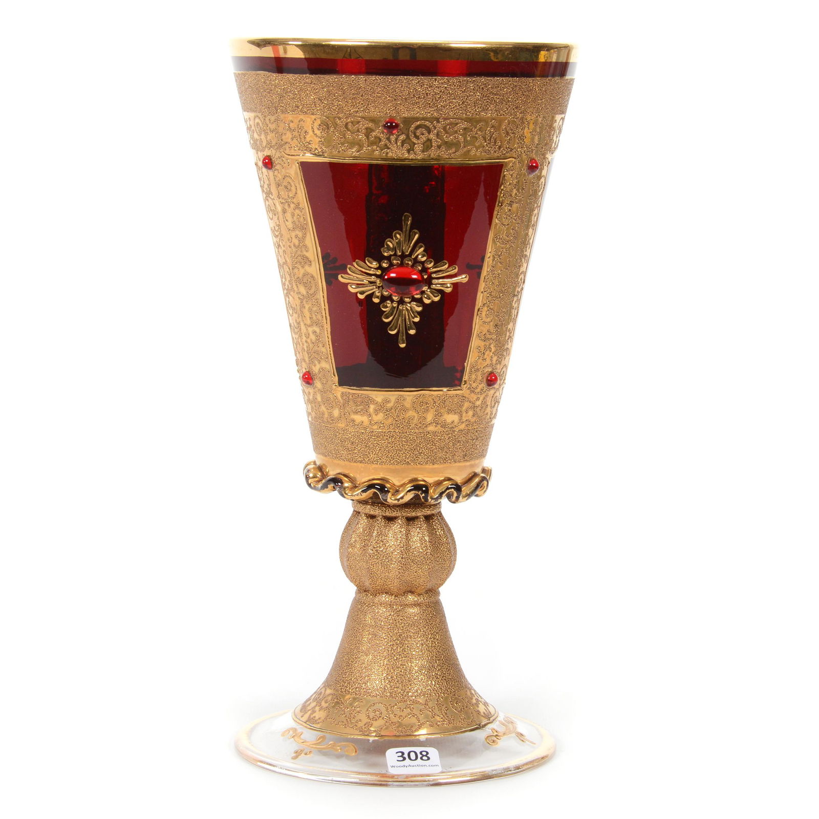 Chalice, Unmarked Moser Style Art Glass (1 of 3)