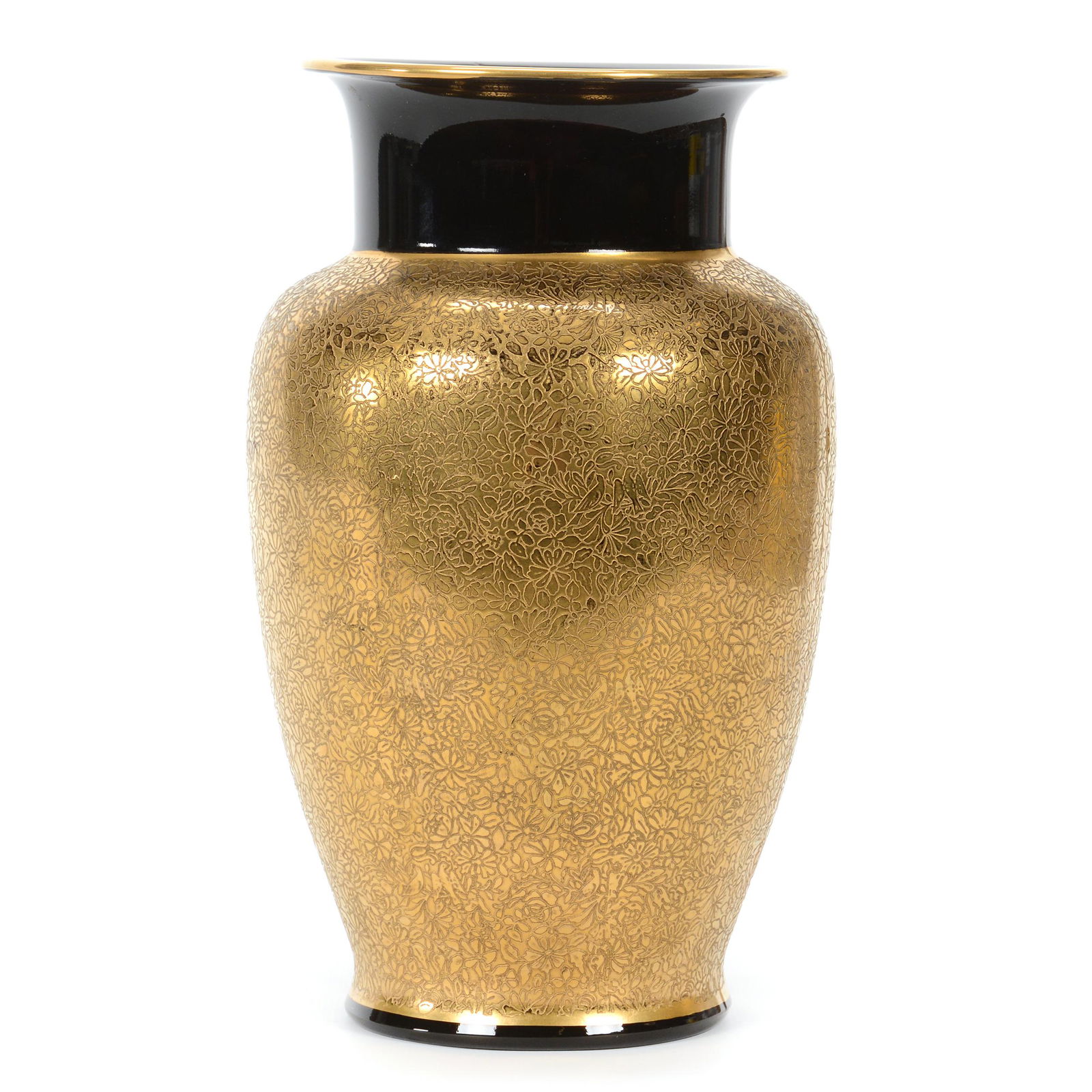 Vase, Unmarked Black Amethyst Art Glass (1 of 3)